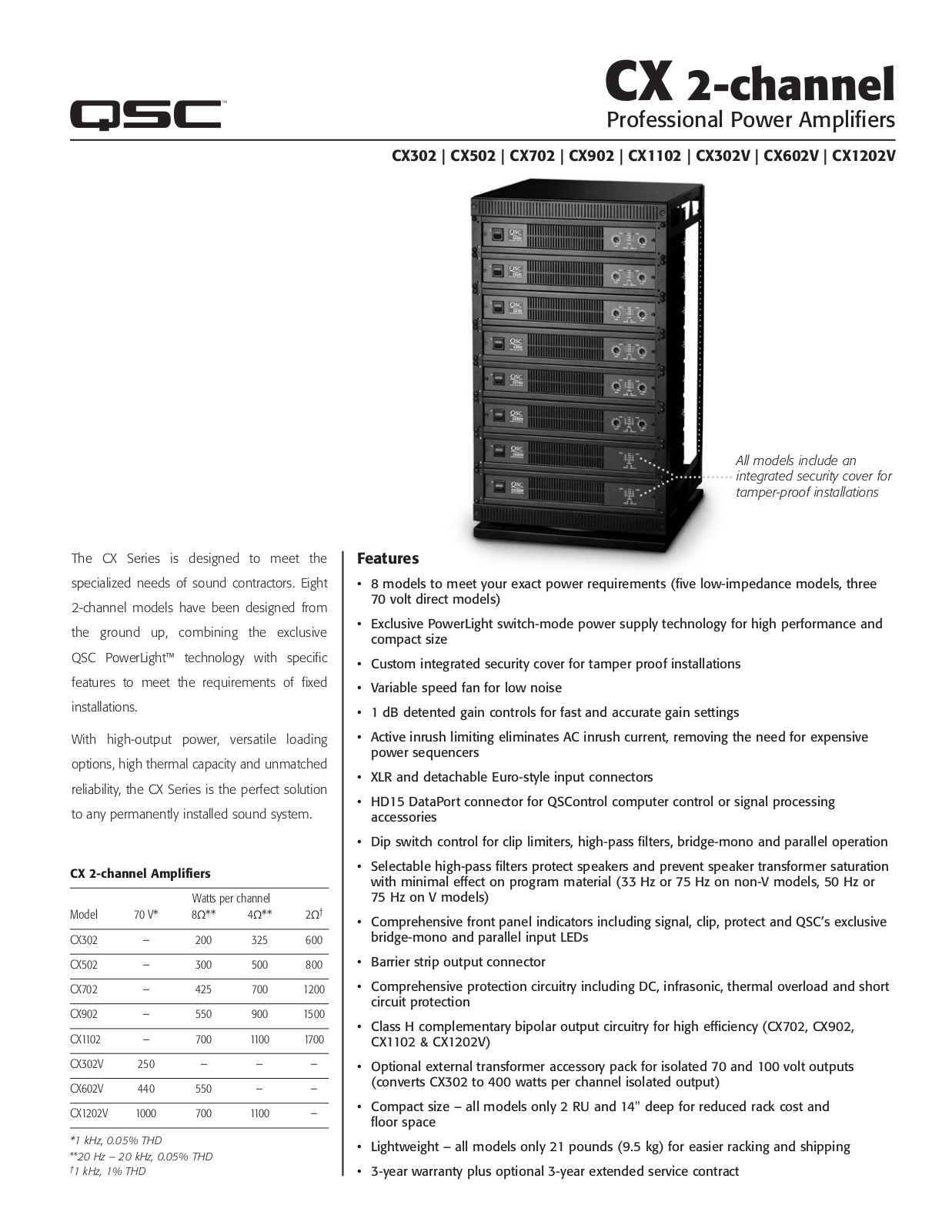 QSC CX-1102, CX-1202-V, CX-302, CX-302-V, CX-502 Brochure