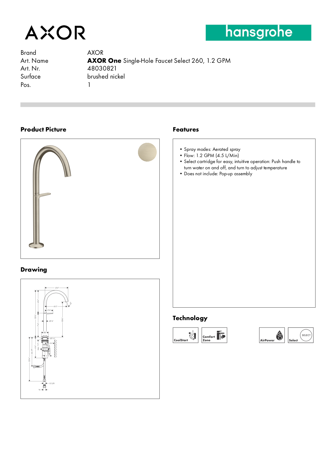 Axor BDJZ1220 Specifications - ManualMachine.com