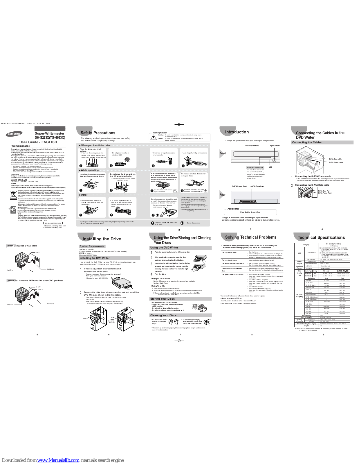 Samsung Super-Writemaster SH-S223Q, Super-Writemaster TS-H653Q User Manual