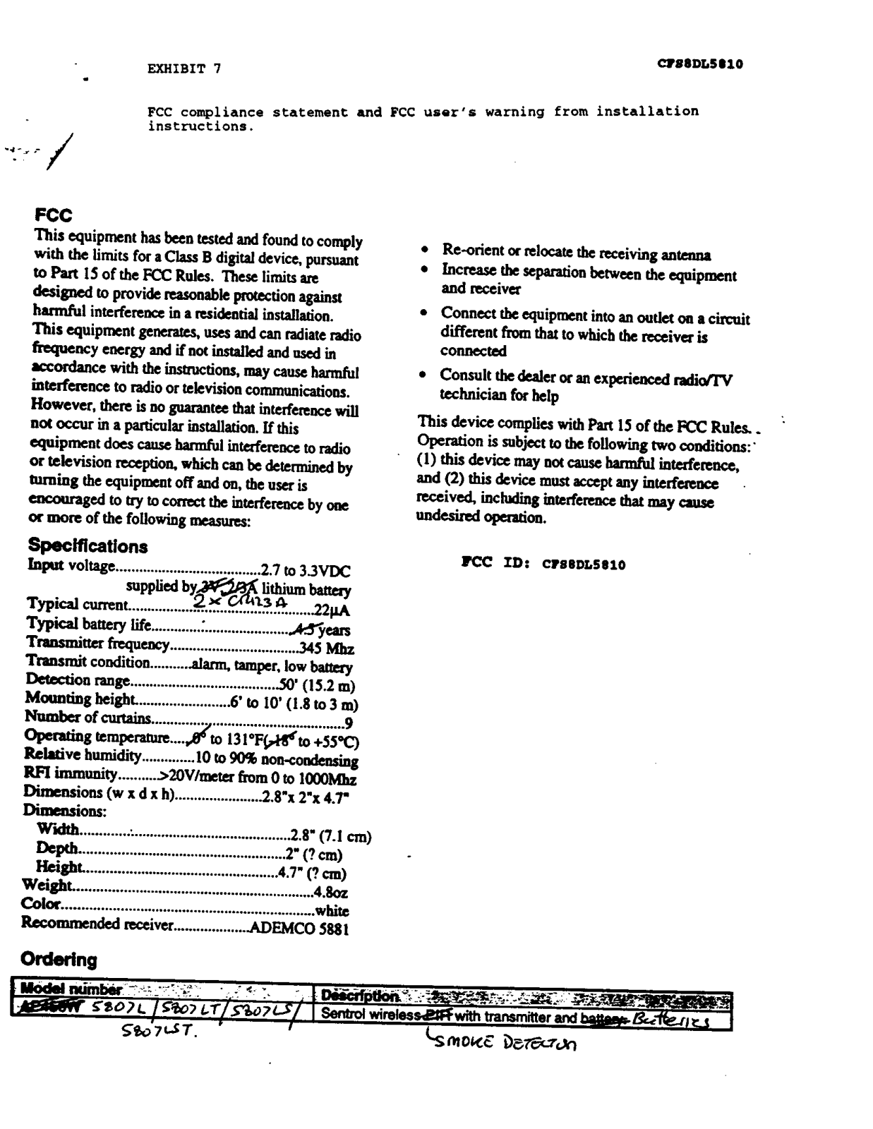 Ademco 8DL5810 Users Manual