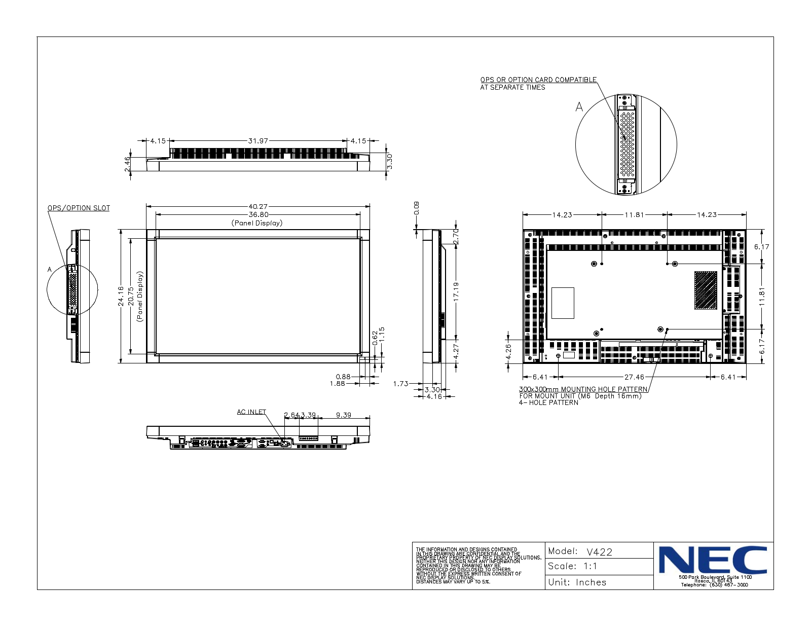 NEC V422-PC, V422 Mechanical Drawings