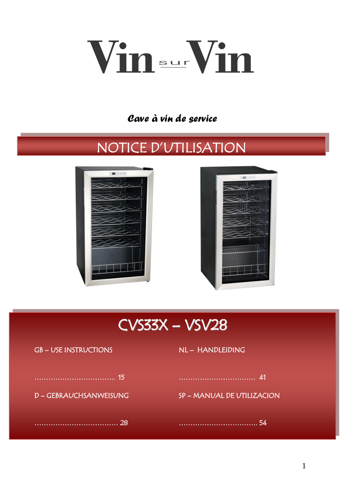 VIN SUR VIN CVS33X User Manual - ManualMachine.com