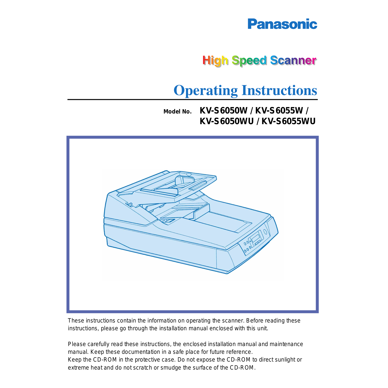 Panasonic KV-S6050W, KV-S6055W, KV-S6055WU, KV-S6050WU User Manual