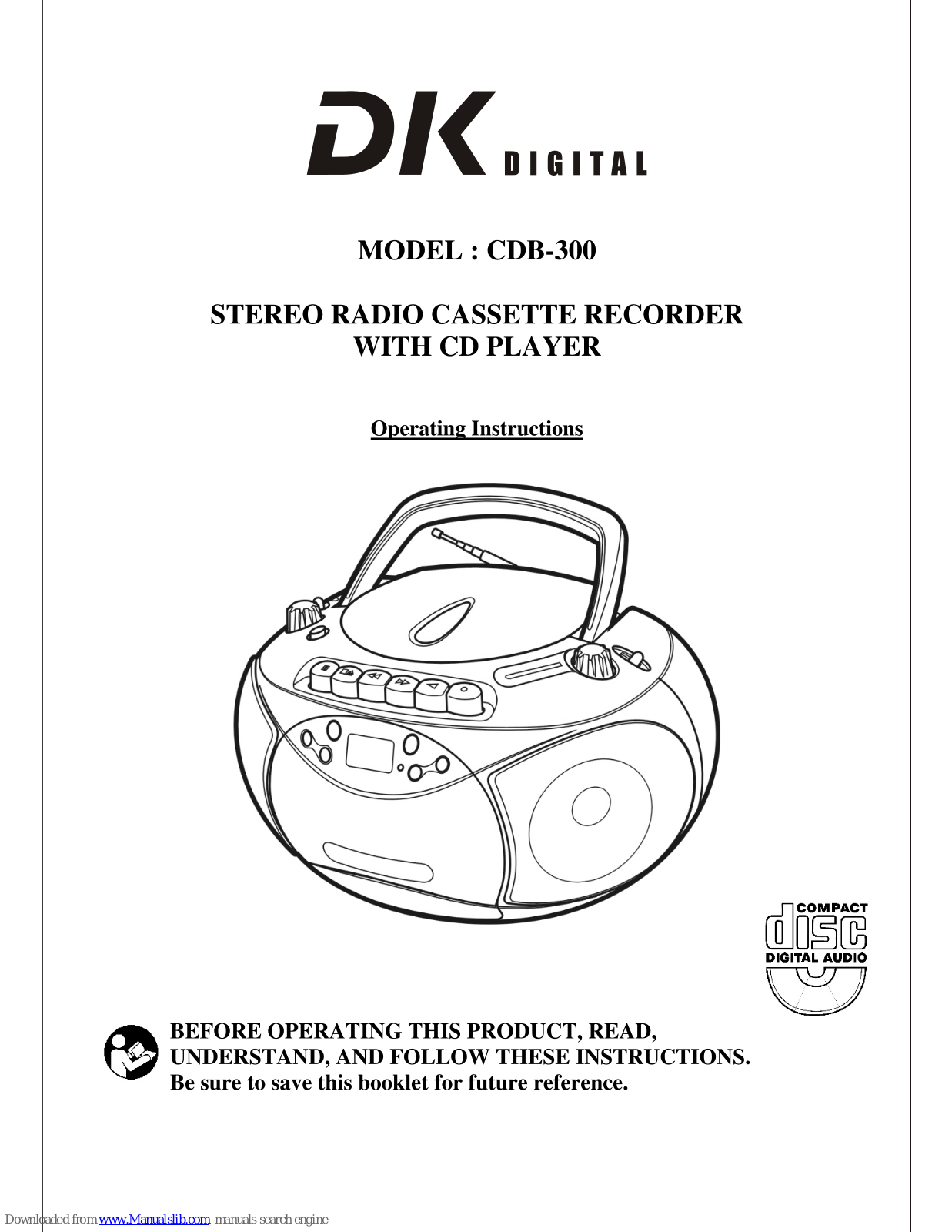 DK Digital CDB-300 Operating Instructions Manual - ManualMachine.com