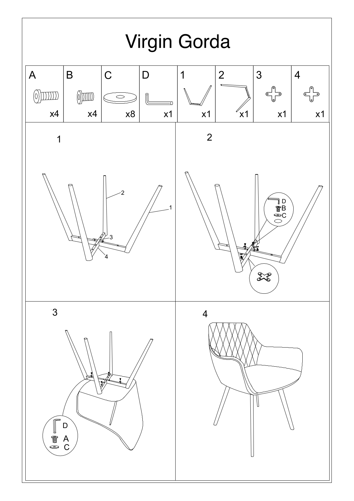 Home affaire Virgen Gorda Assembly instructions