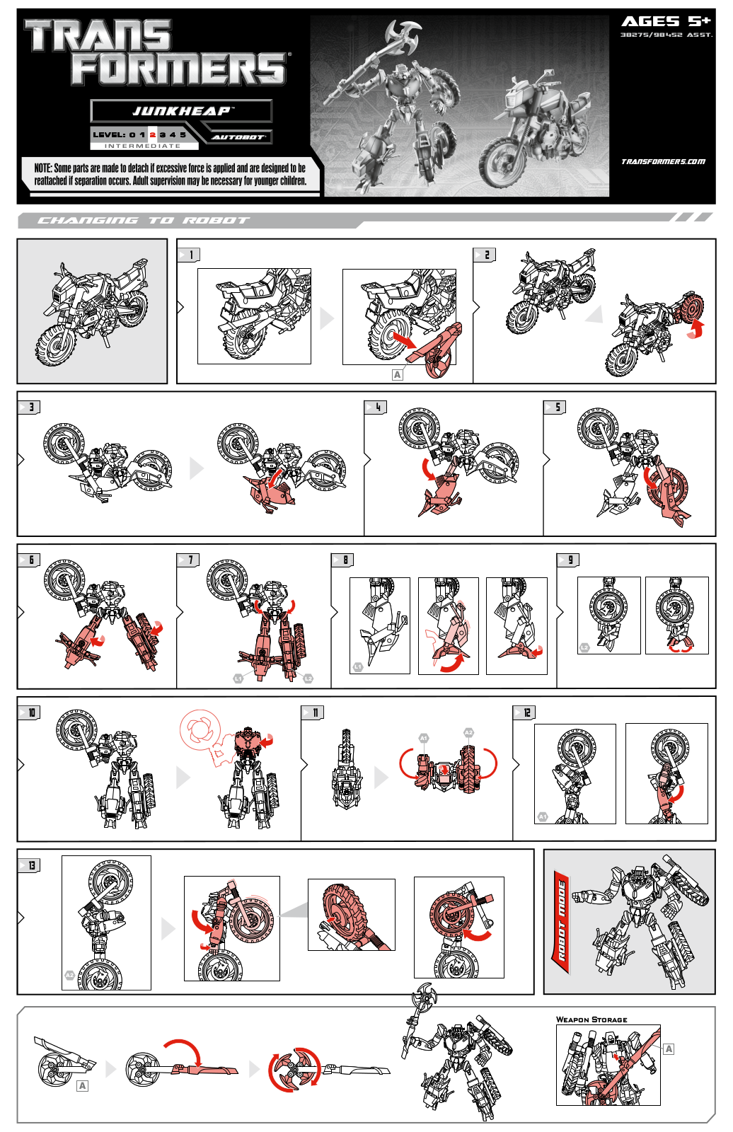 HASBRO Transformers Generations Junkheap User Manual