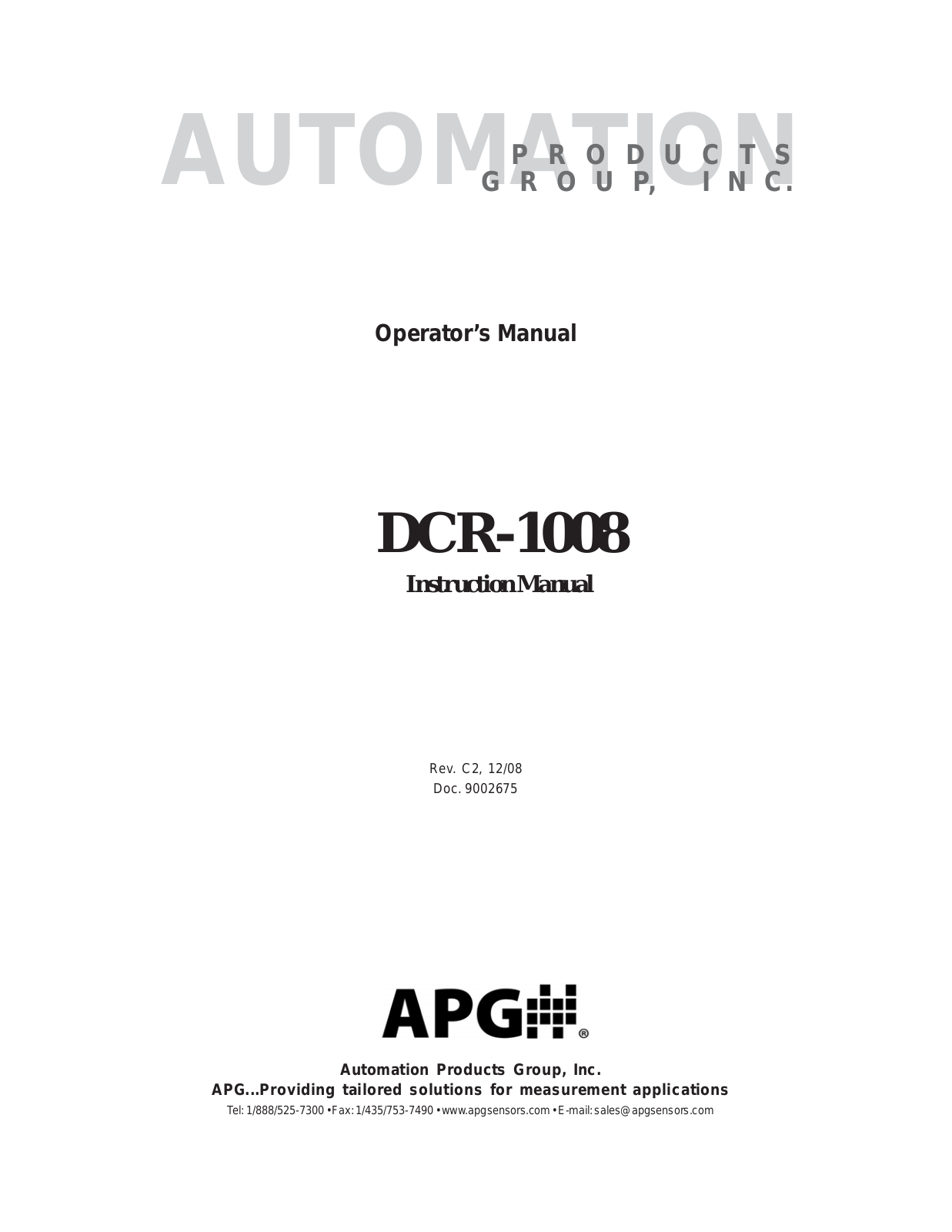 APG DCR-1008 User Manual - ManualMachine.com