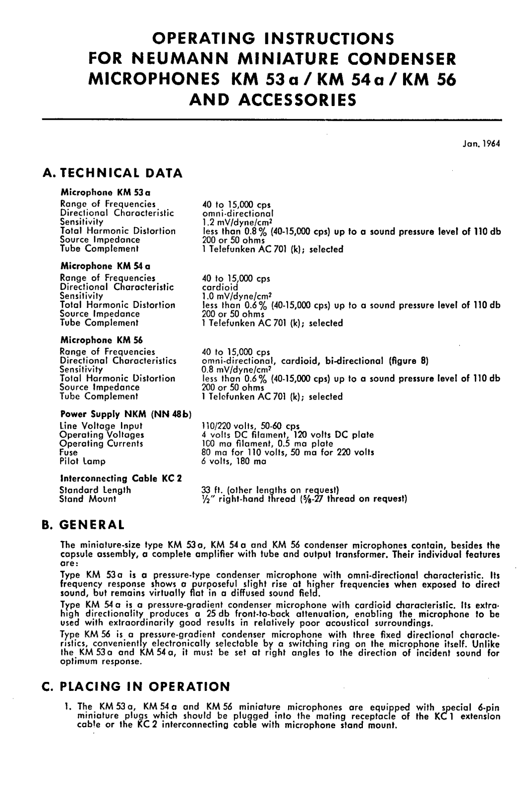 Neumann KM 56 User Manual