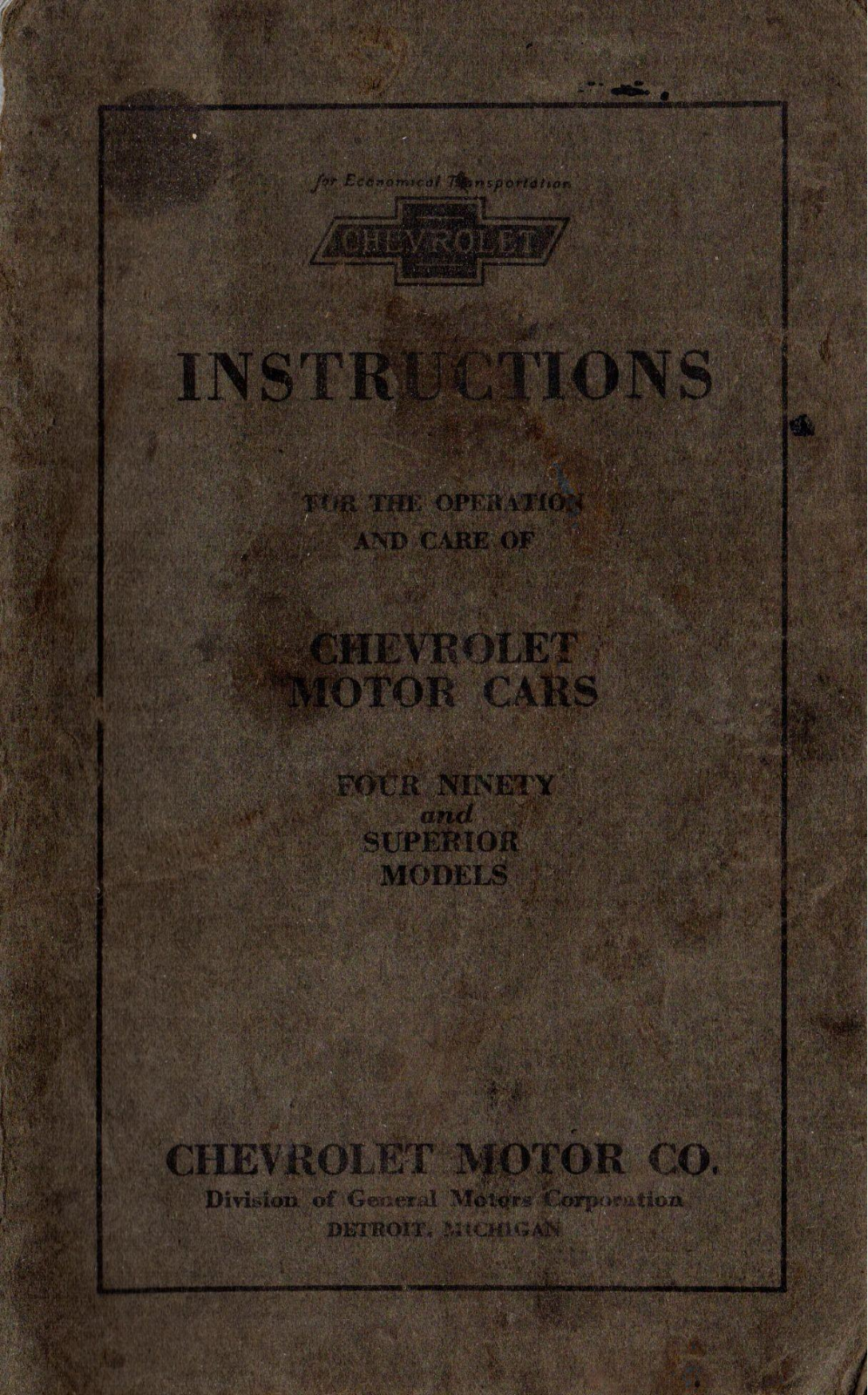 Chevrolet 1923 Operating Instructions