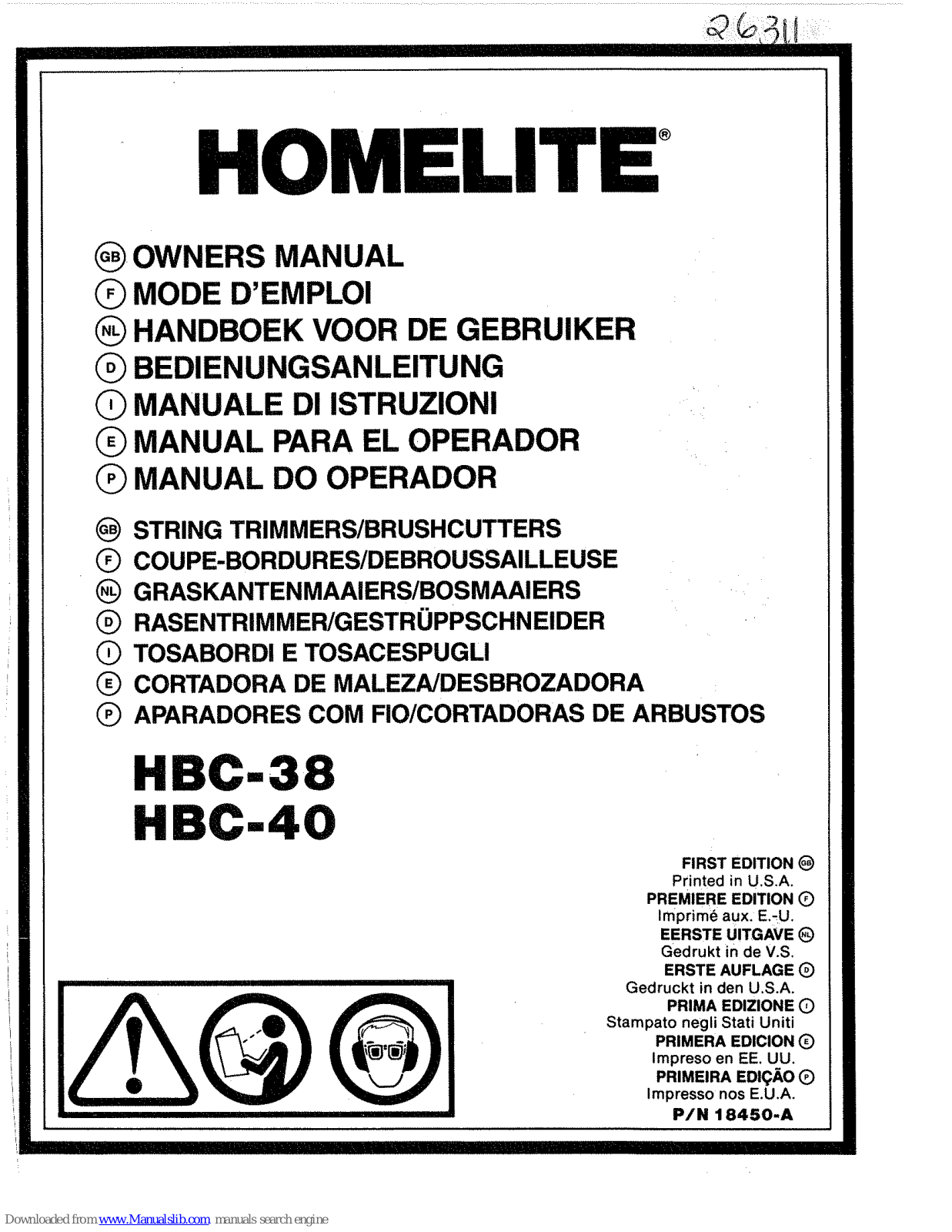 Homelite HBC-38, HBC-40 Owner's Manual