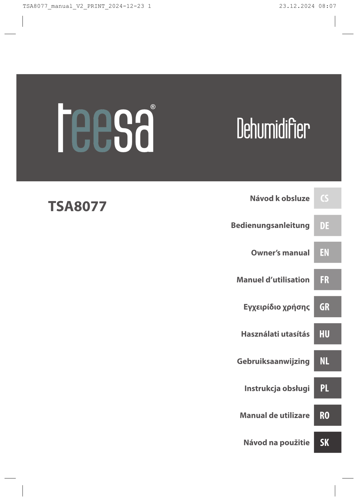 TEESA TSA8077 User guide - ManualMachine.com