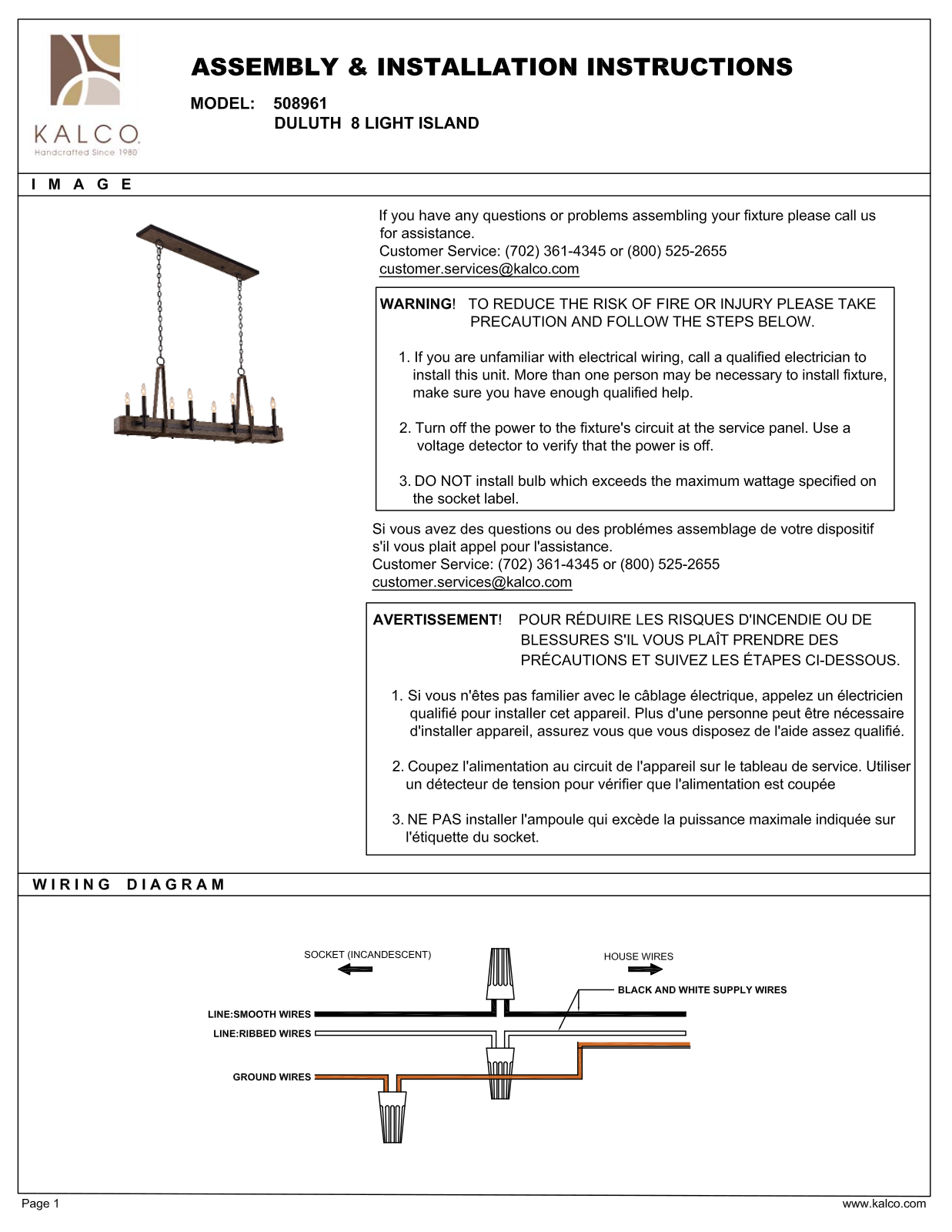 Kalco 508961SZ Assembly Guide