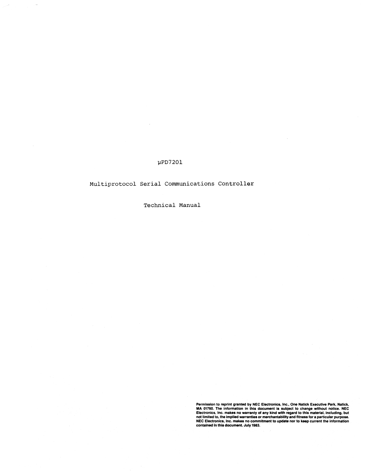 NEC uPD7201_Technical_Manual_Jul83 Datasets - ManualMachine.com