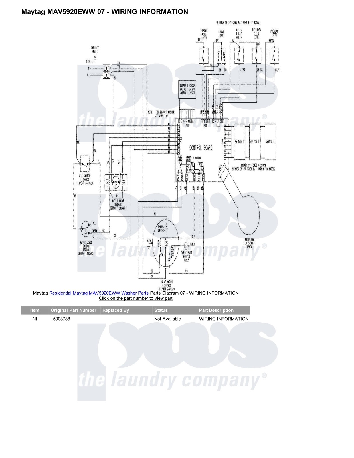 Maytag MAV5920EWW Parts Diagram