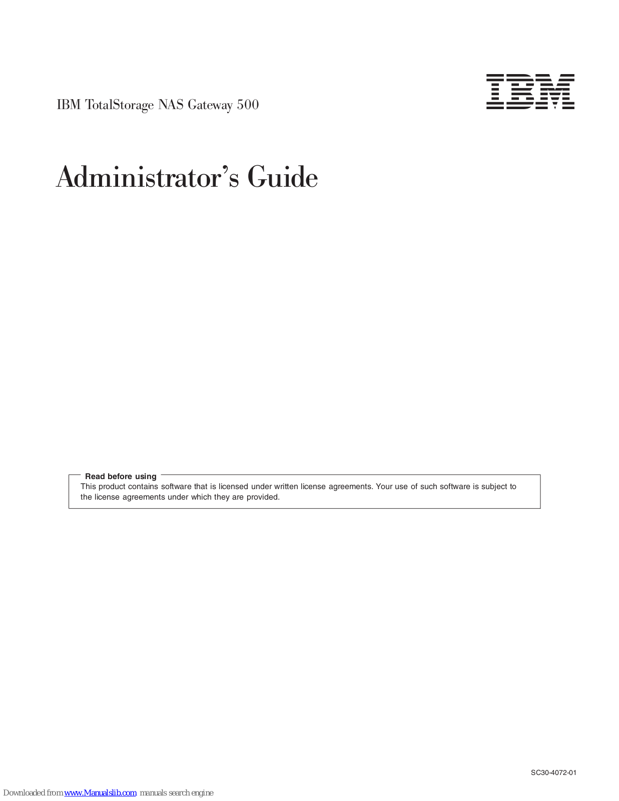 IBM TotalStorage NAS Gateway 500 Administrator's Manual