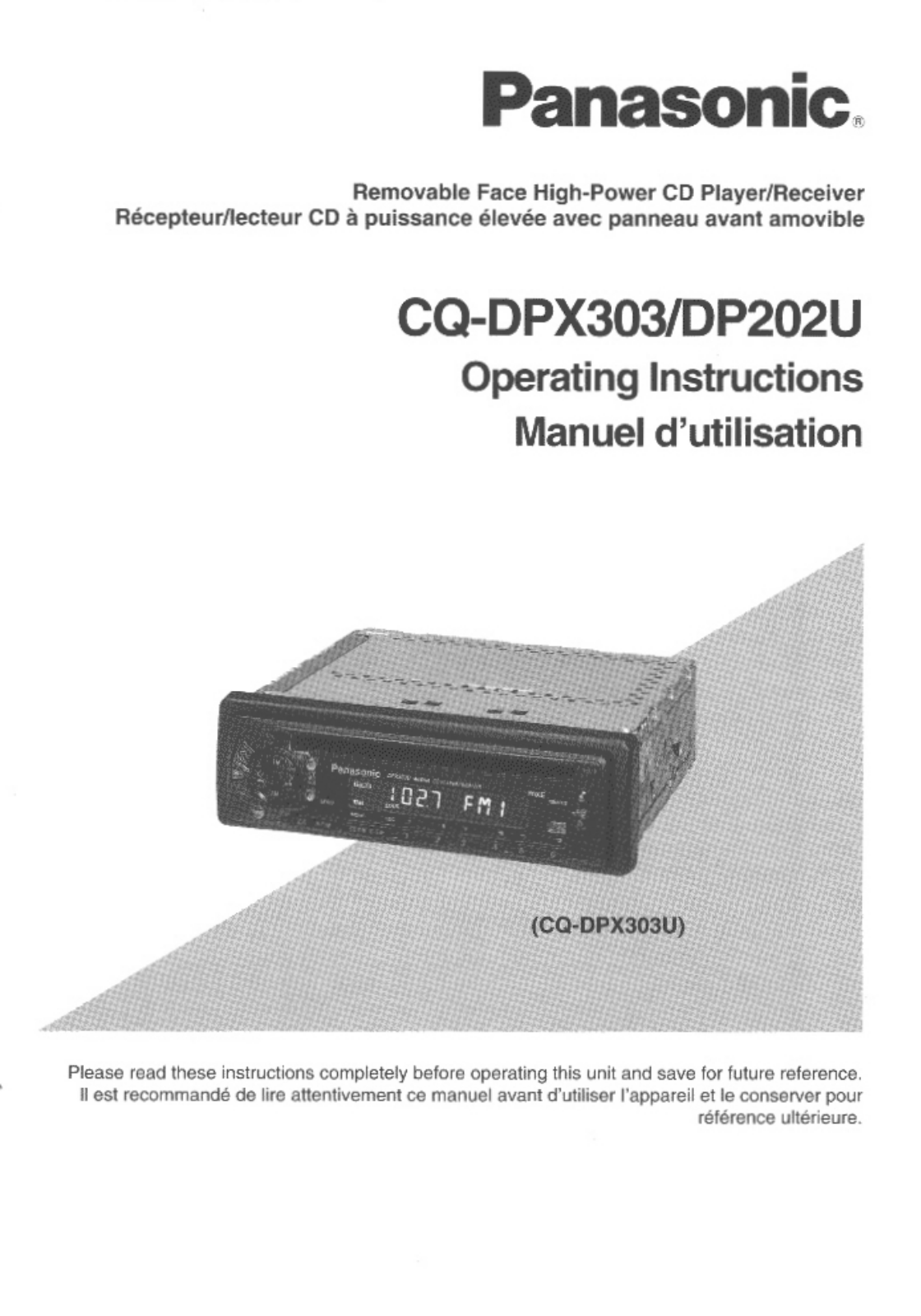 Panasonic CQ-DPX303U User Manual