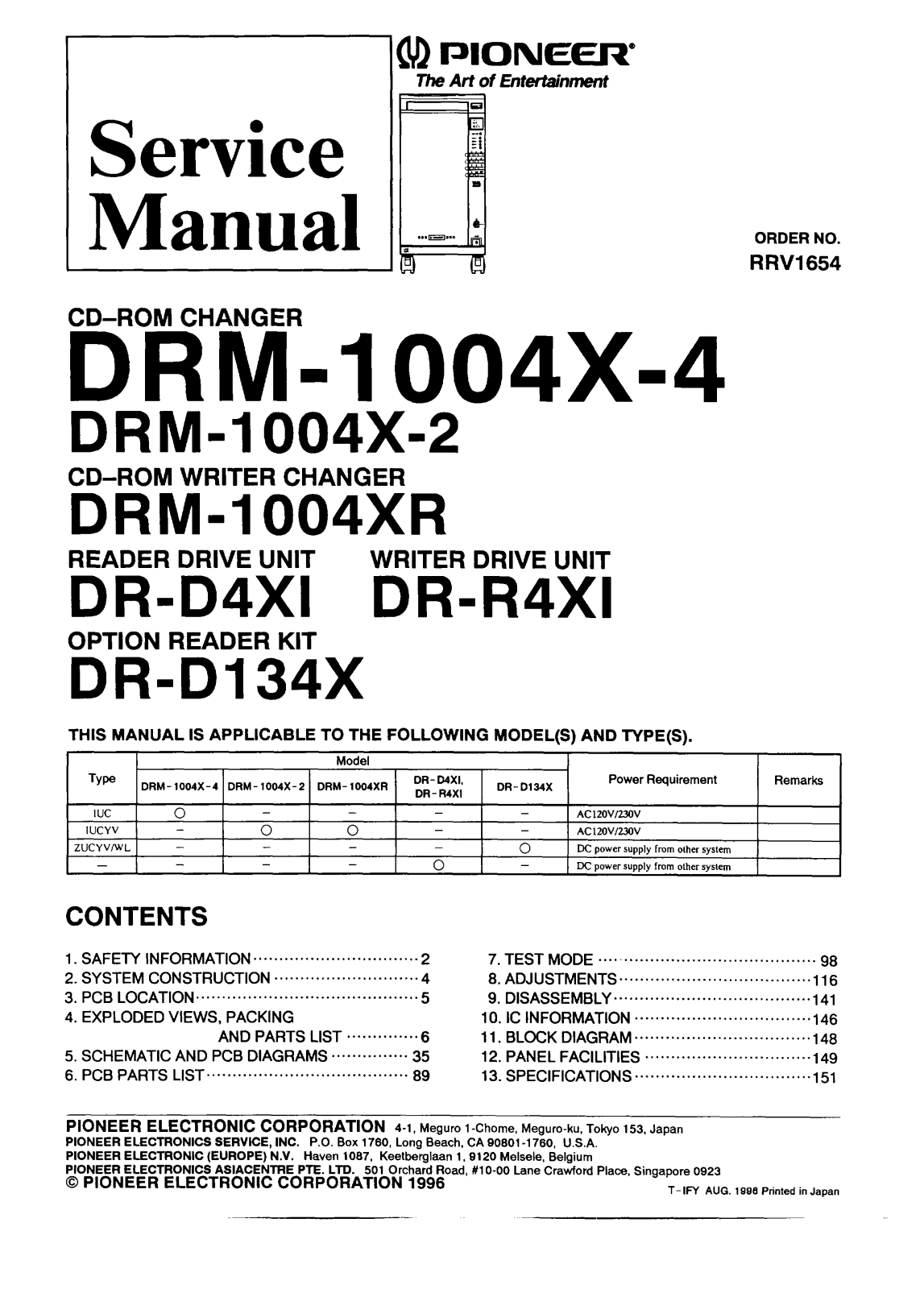 Pioneer DRM-1004-X-4 Service manual