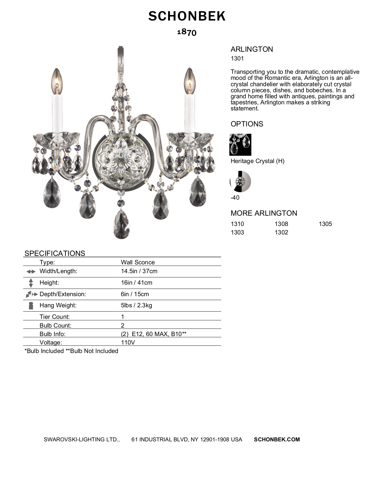 Schonbek SOC2018 Specifications - ManualMachine.com