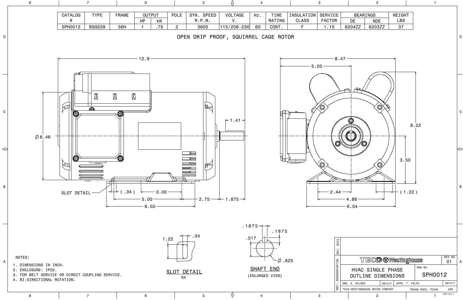 Teco SPH0012 Reference Drawing