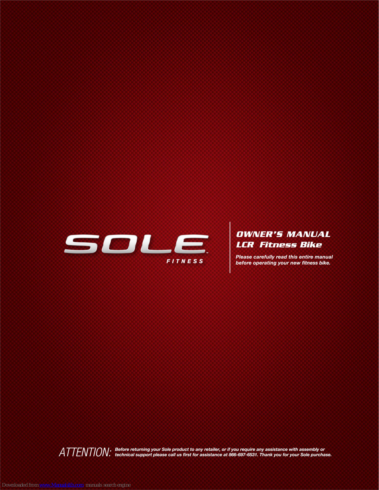 Sole Fitness LCR Owner's Manual