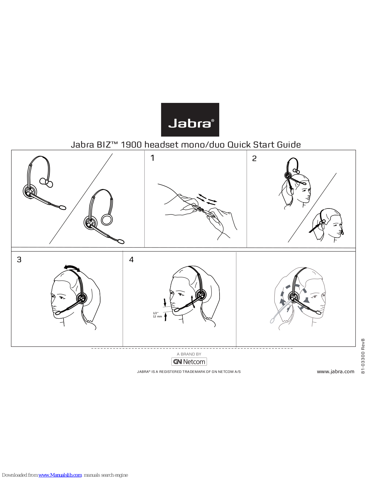 Jabra BIZ 1900, BIZ 1900 Mono, BIZ 1900 Duo Quick Start Manual