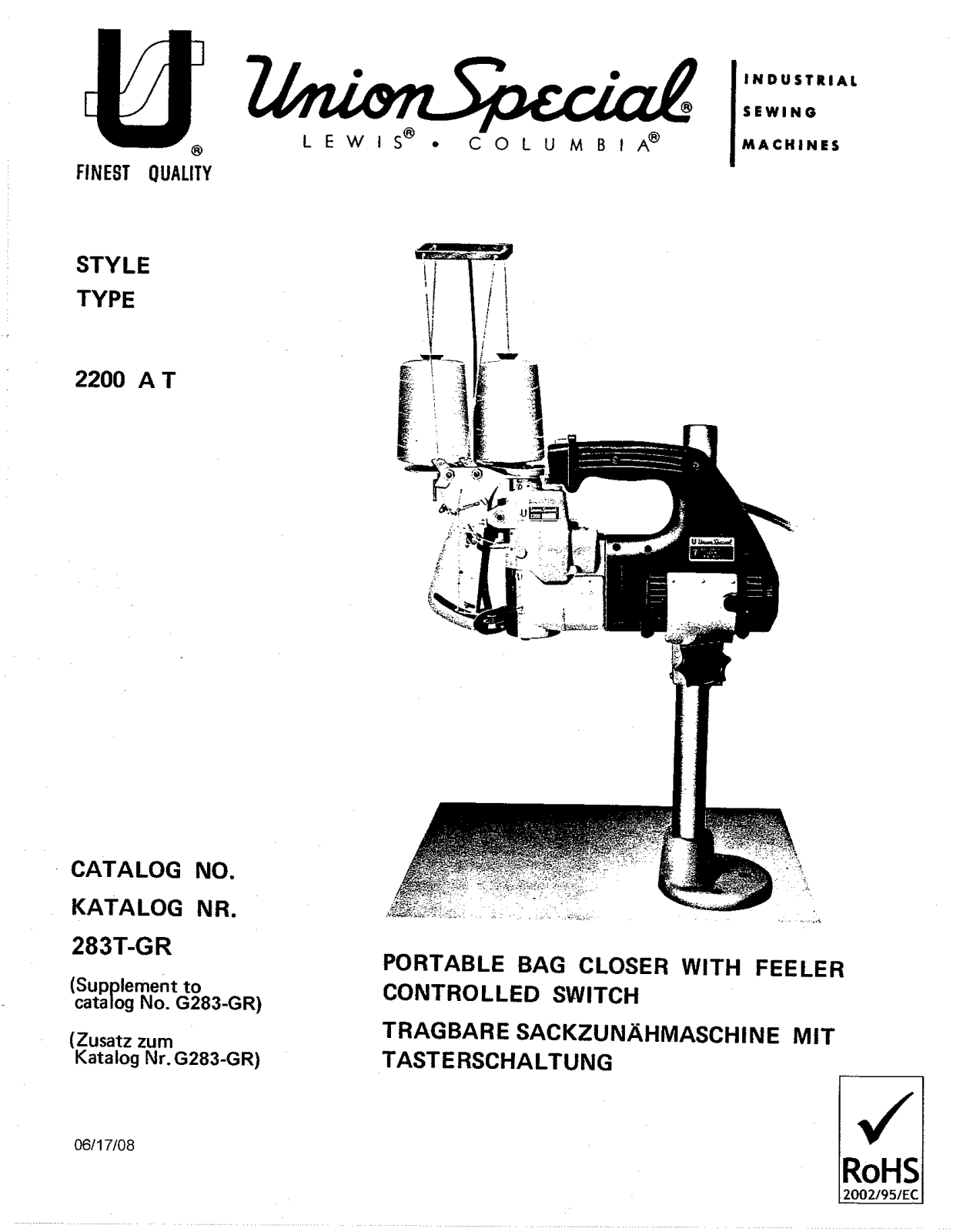 Union Special 2200AT Parts List