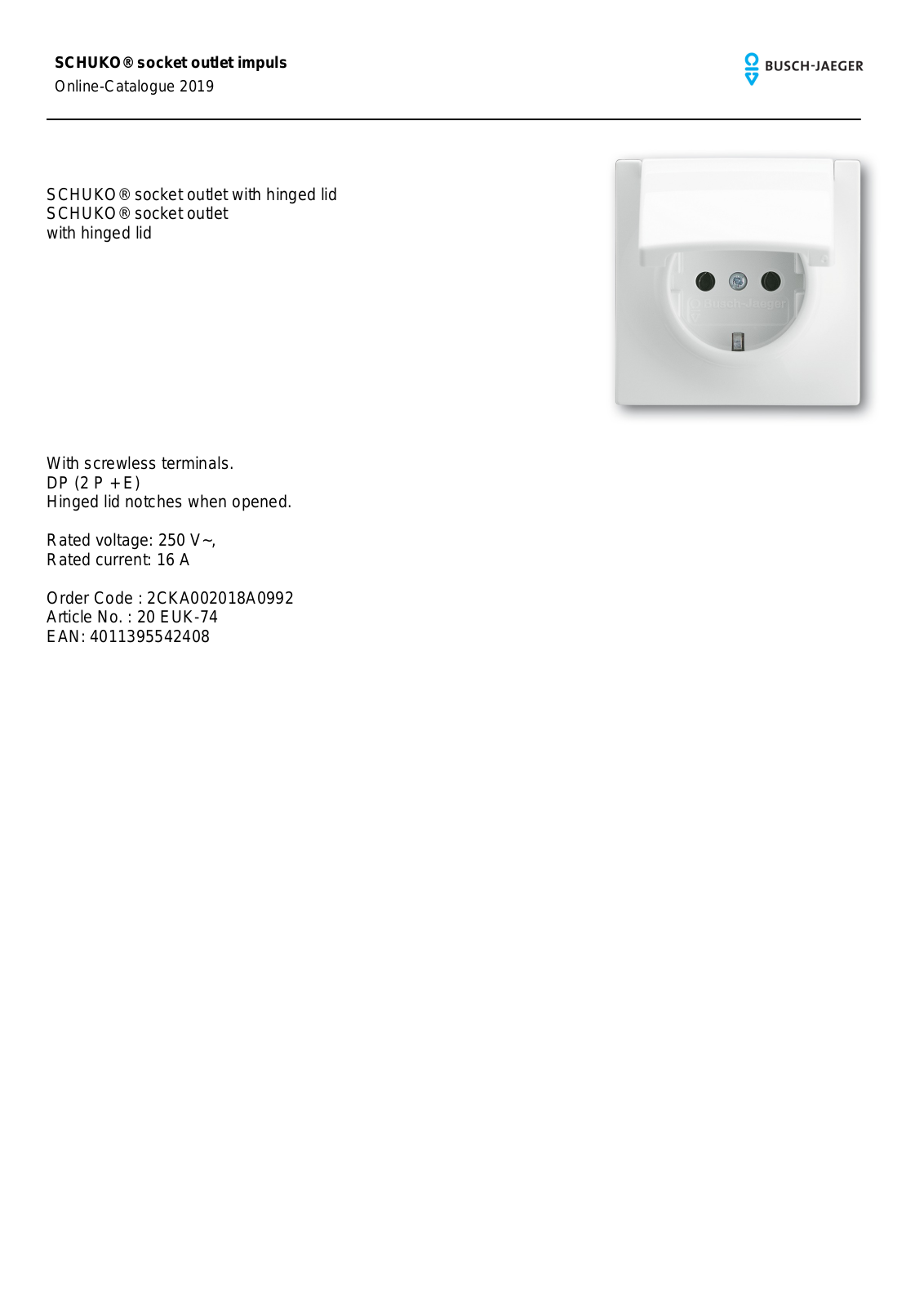 Busch-Jaeger 20 EUK-74 User Manual - ManualMachine.com