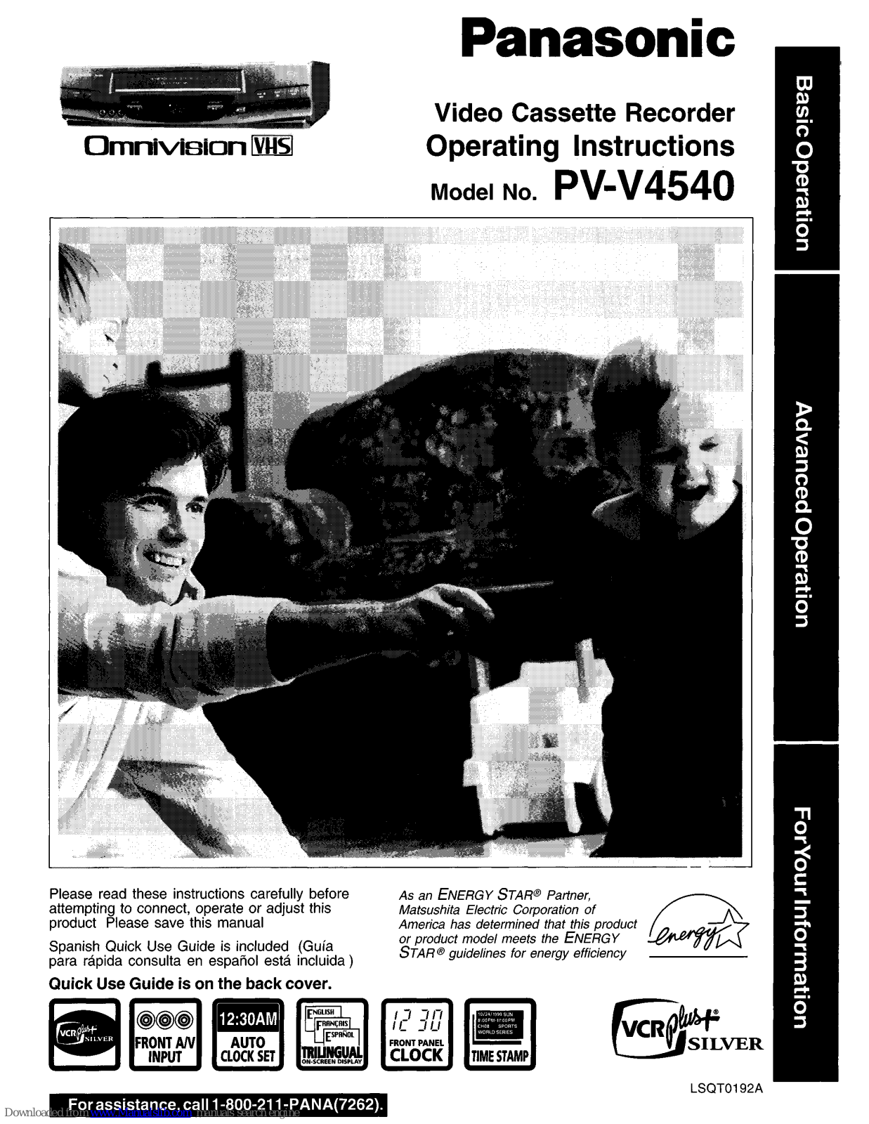 Panasonic Omnivision PV-V4540 Operating Instructions Manual