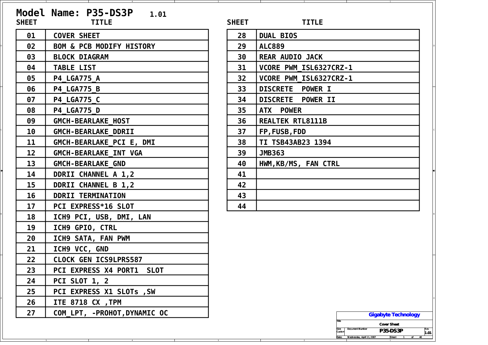 Gigabyte P35-DS3P REV 1.01 Schematics