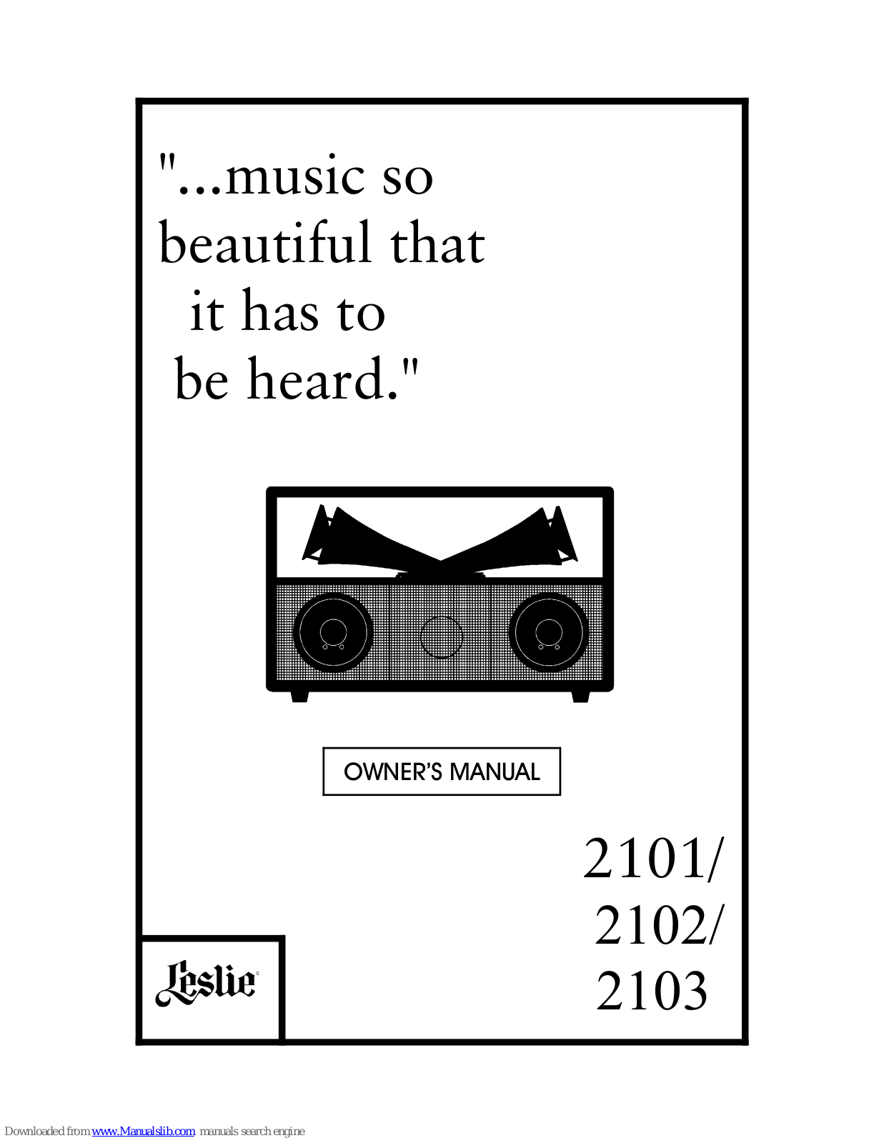 Leslie 2101, 2102, 2103 Owner's Manual