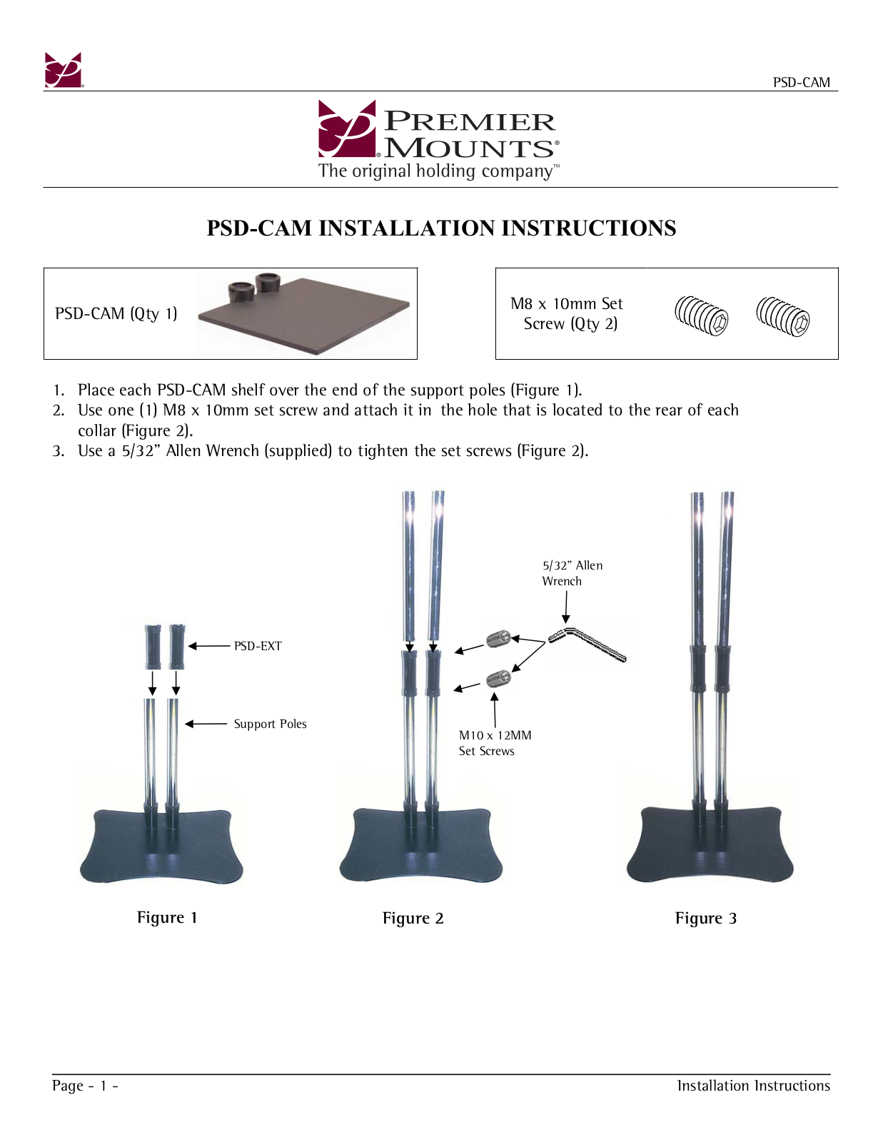 Premier Mounts PSD-CAM User Manual - ManualMachine.com