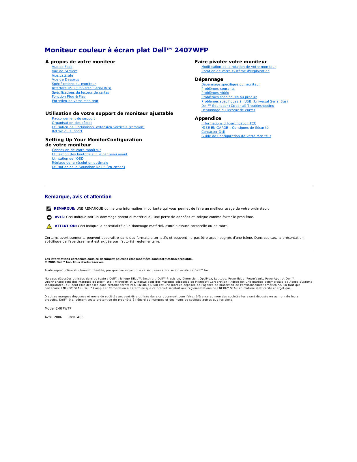 DELL 2407WFP User Manual