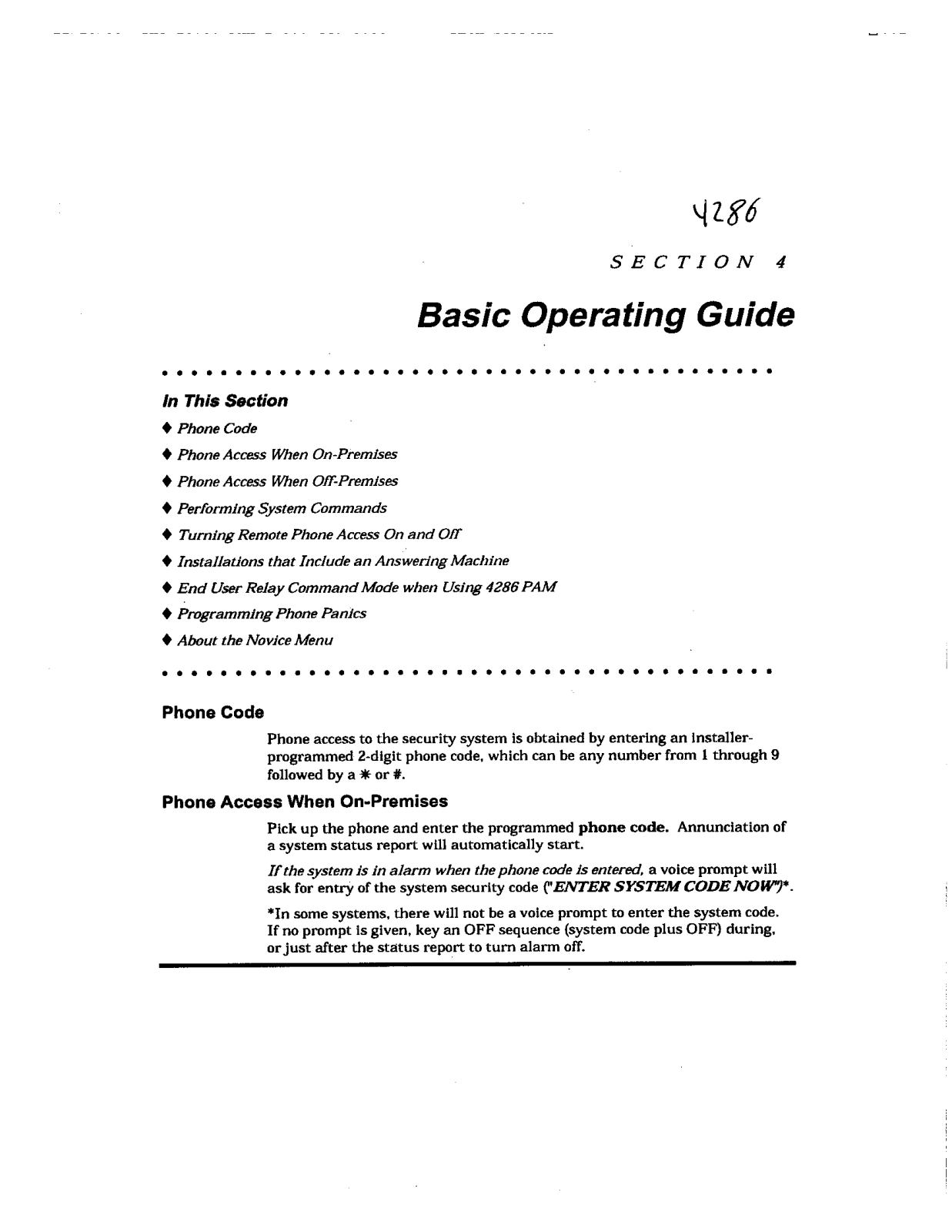 Ademco 4286 Basic operation  Guide