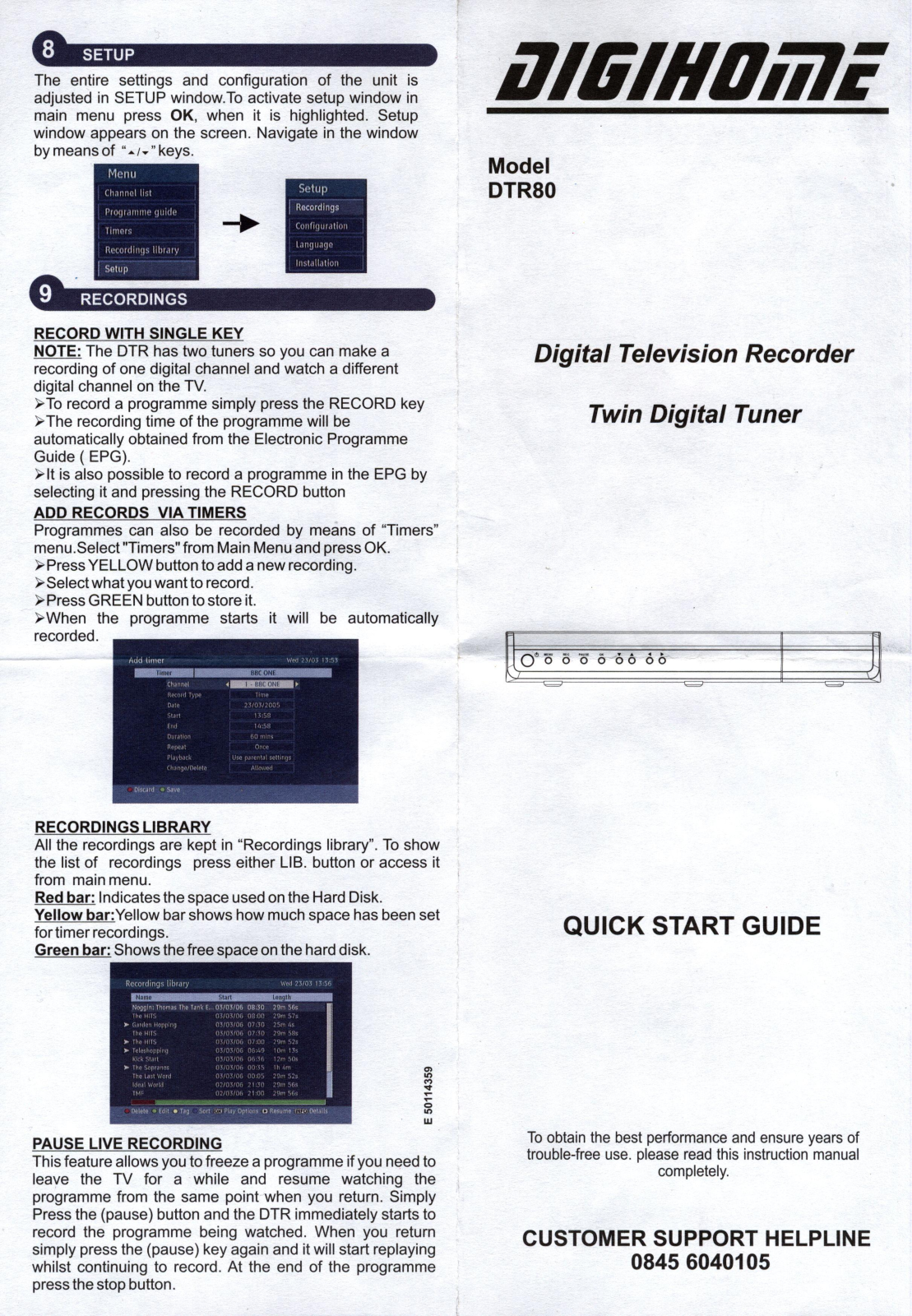 Digihome DTR80 QUICK START GUIDE - ManualMachine.com