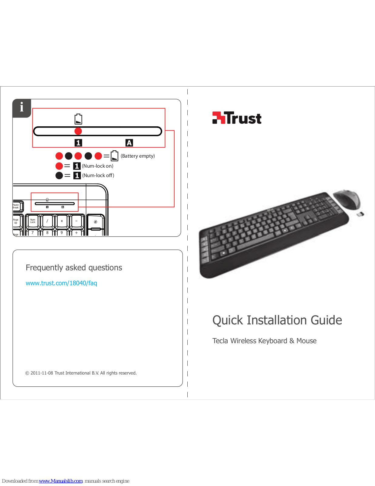 Trust Tecla 18040 Quick Installation Manual