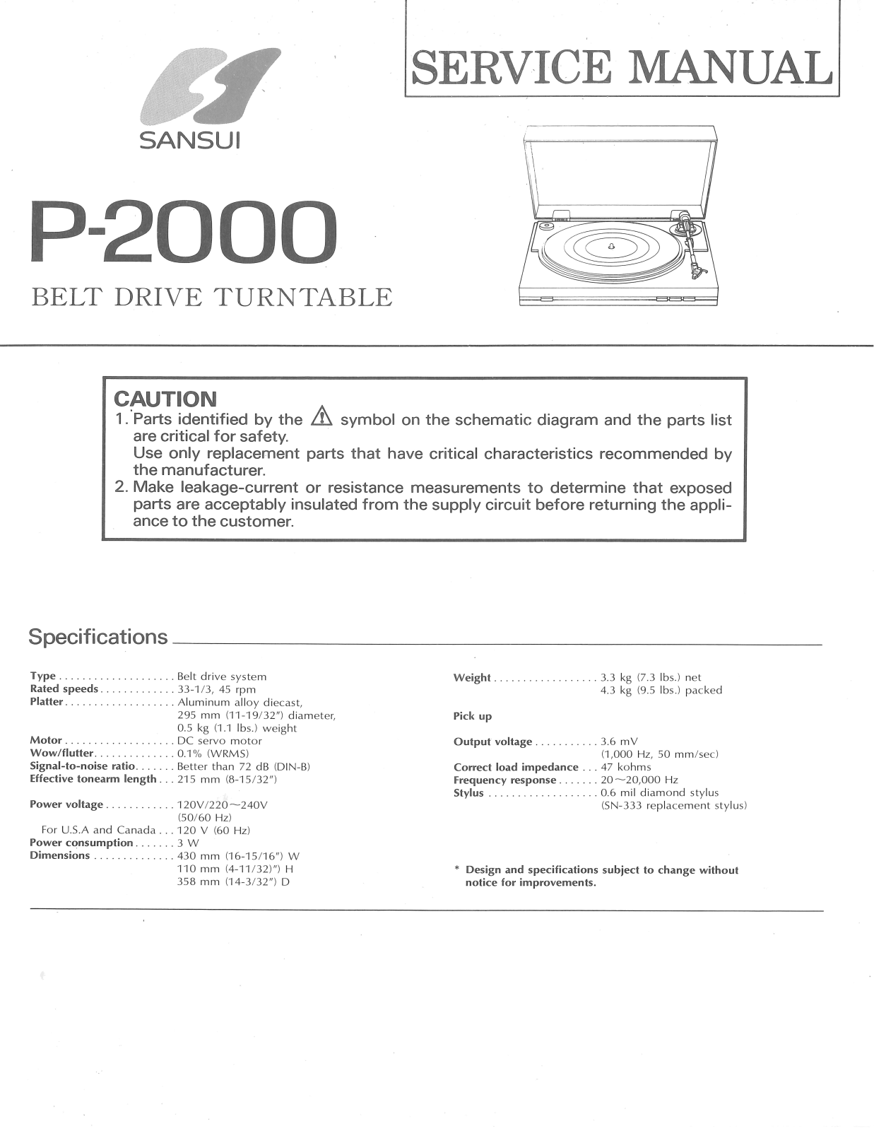 Sansui P-2000 Service Manual