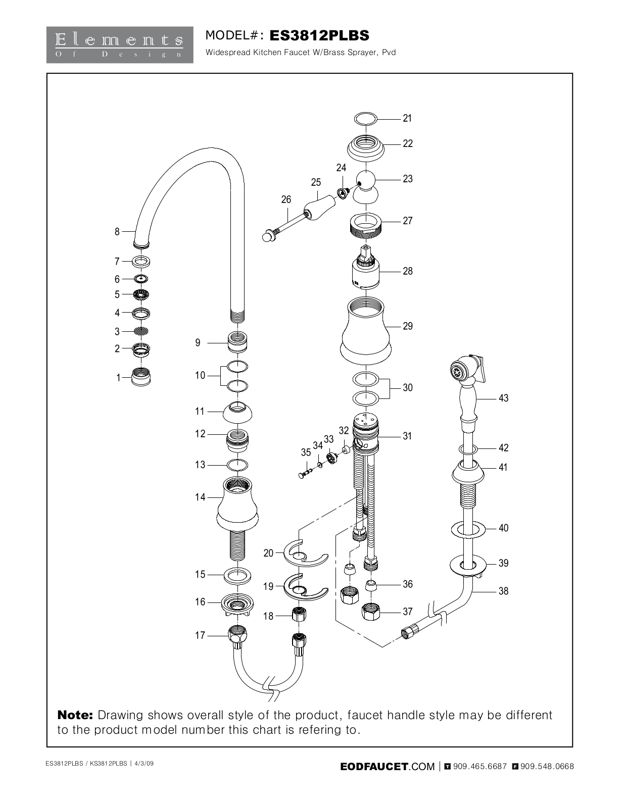 Elements of Design EDE1111 Service Parts - ManualMachine.com