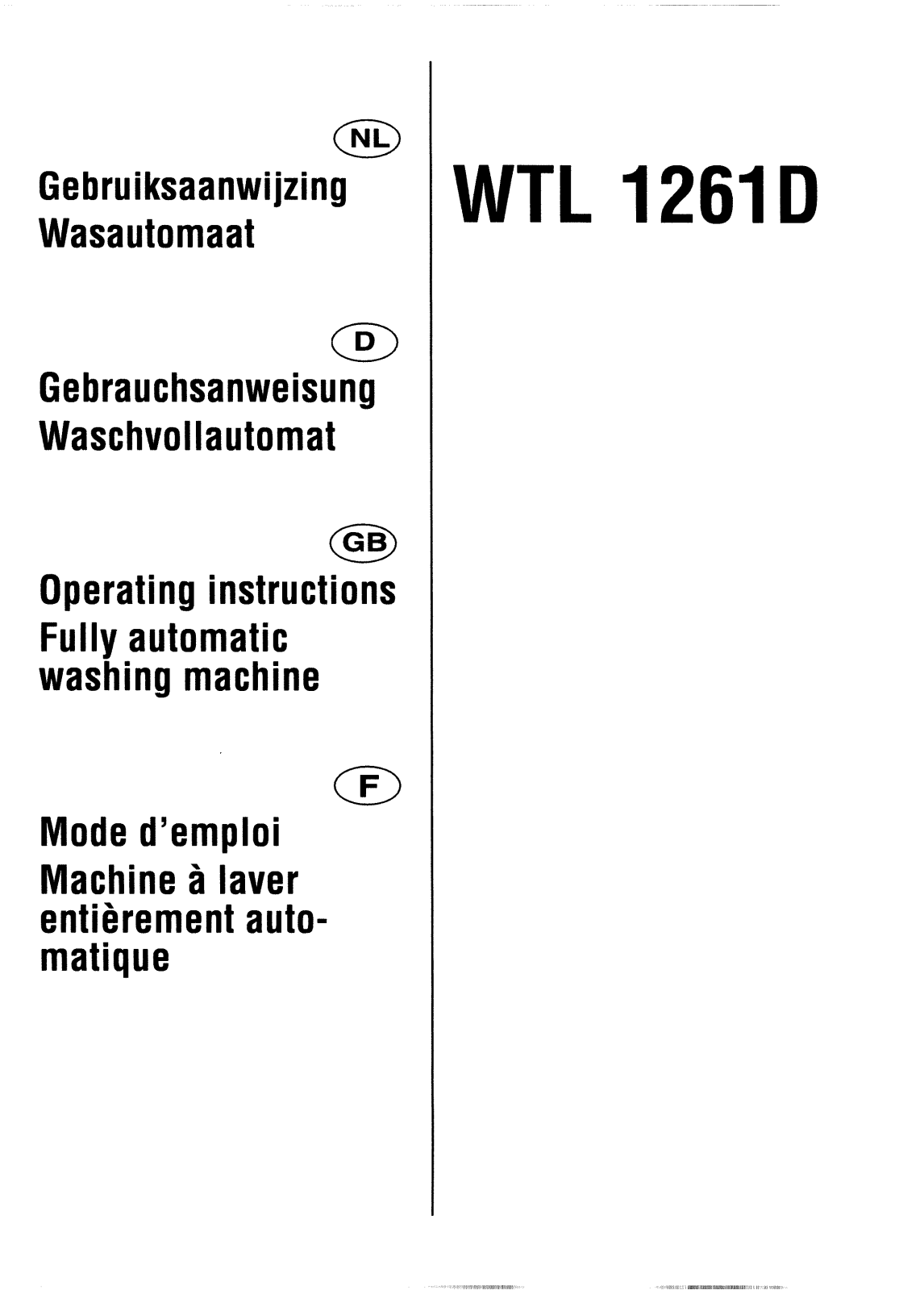 BRANDT WTL1261D User Manual