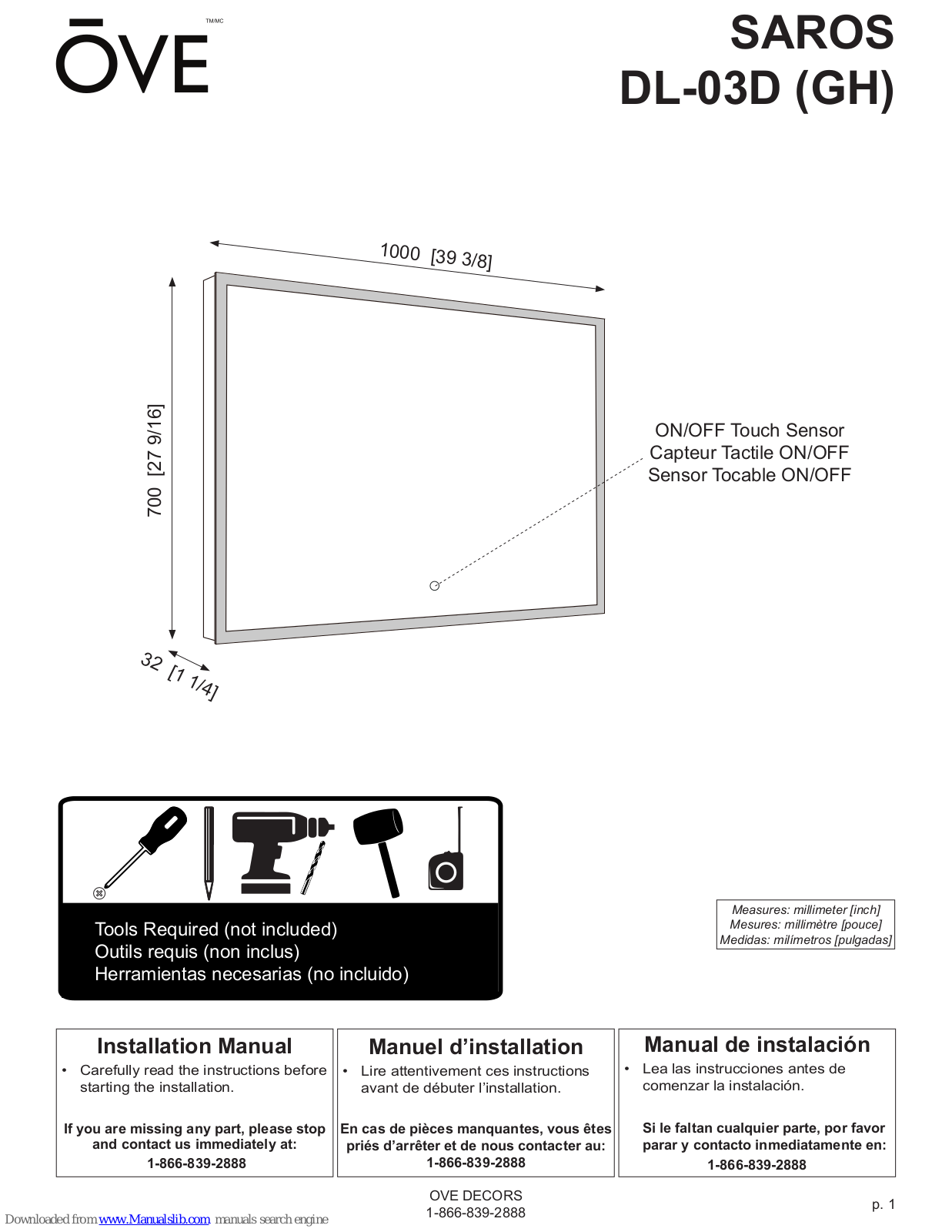 OVE SAROS, DL-03D Installation Manual - ManualMachine.com