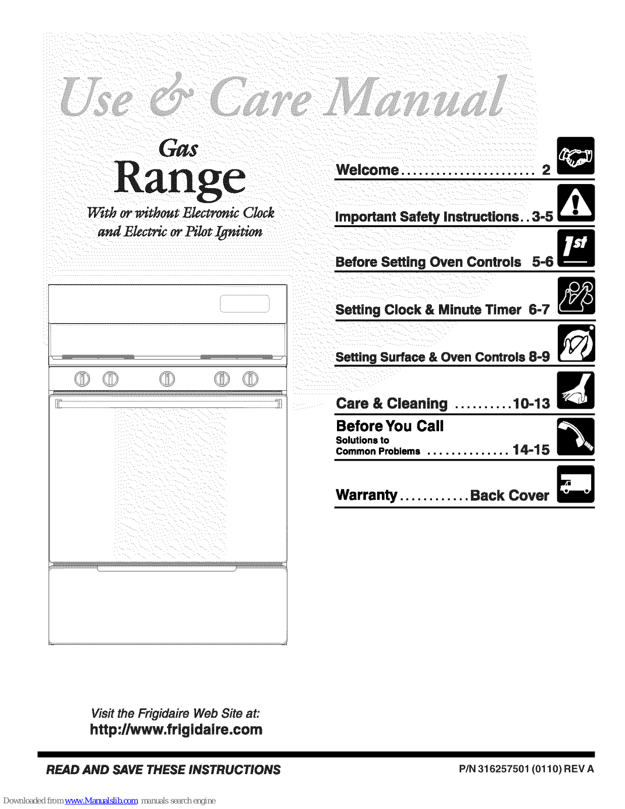 Frigidaire FLF316CQA, FGF303CWA, FPF303CWA, FLF316CSA, TPF303AWA Use & Care Manual - ManualMachine.com