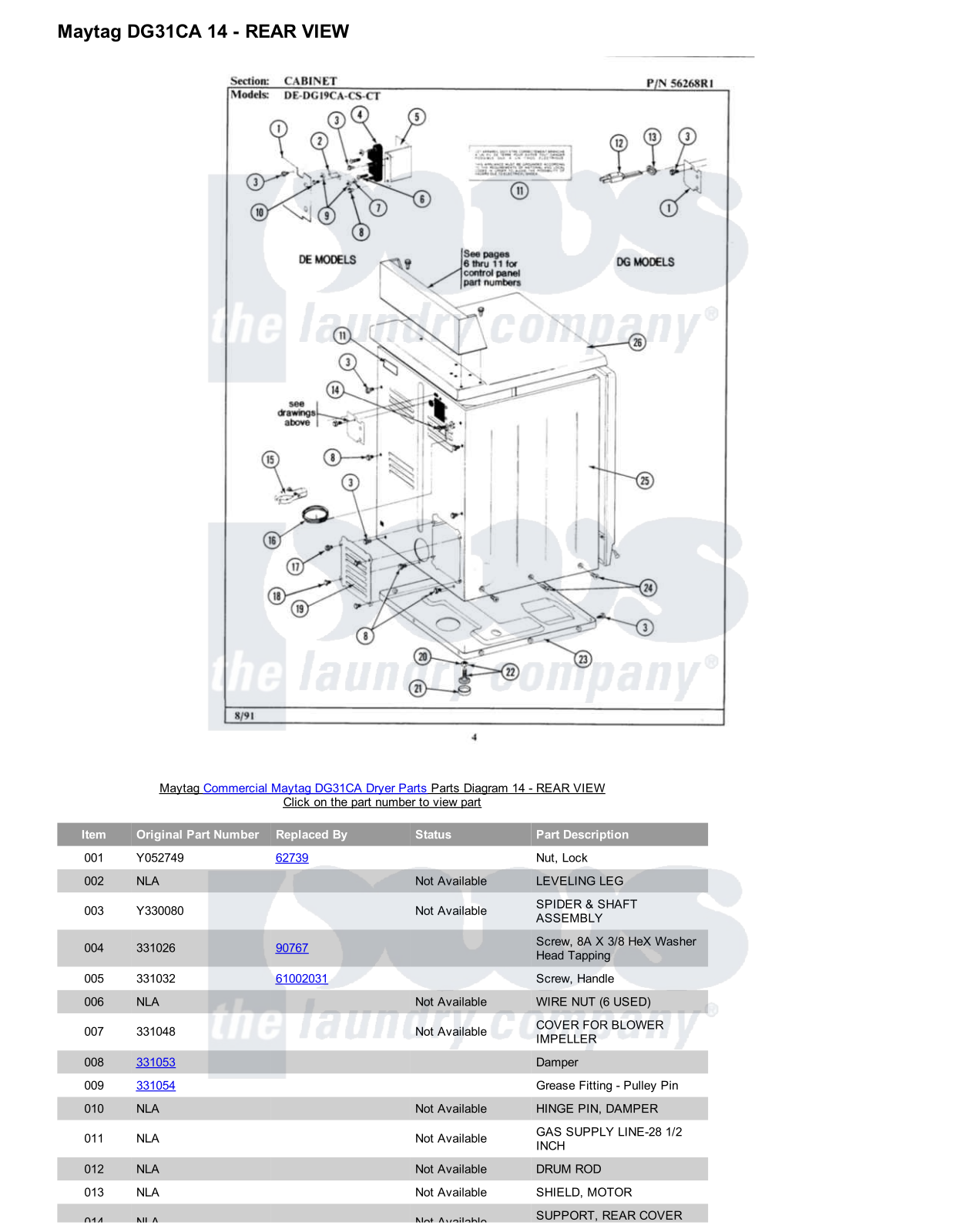 Maytag DG31CA Parts Diagram