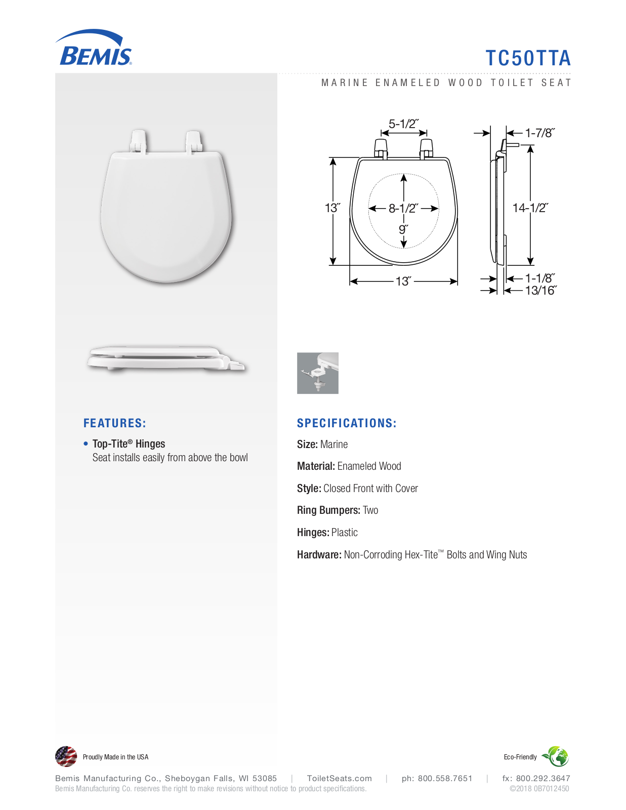 Bemis RCH10026 Specifications - ManualMachine.com