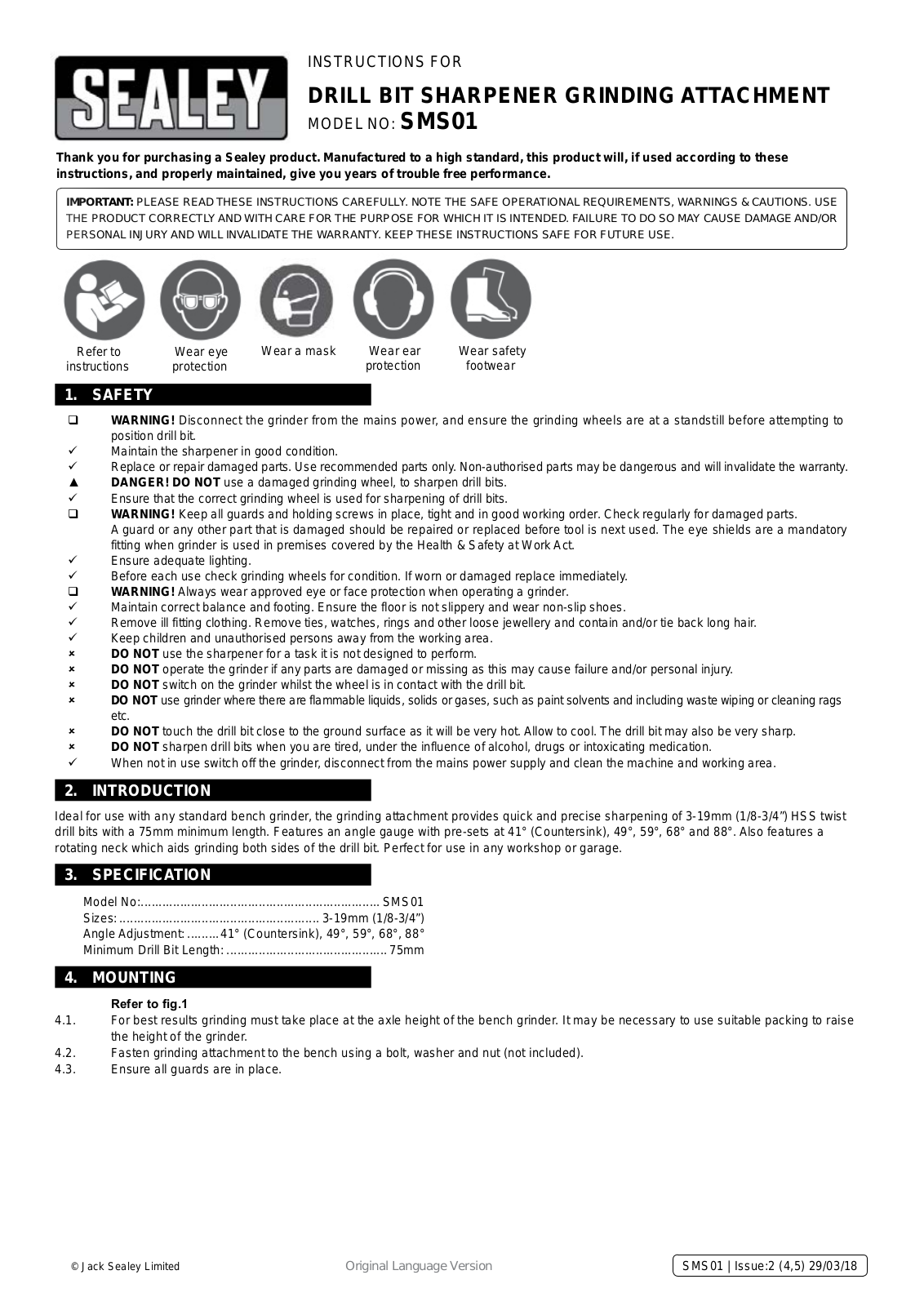 Sealey SMS01 Instruction Booklet - ManualMachine.com