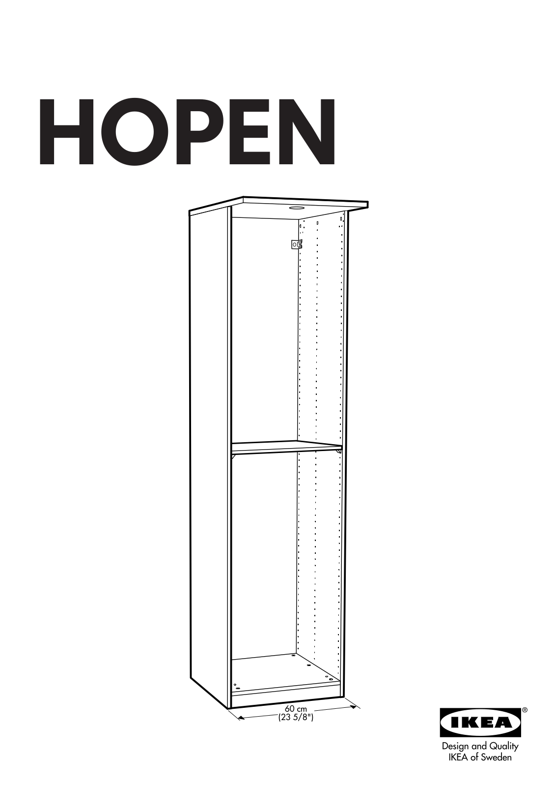 IKEA HOPEN WARDROBE FRAME 24X24X93 Assembly Instruction