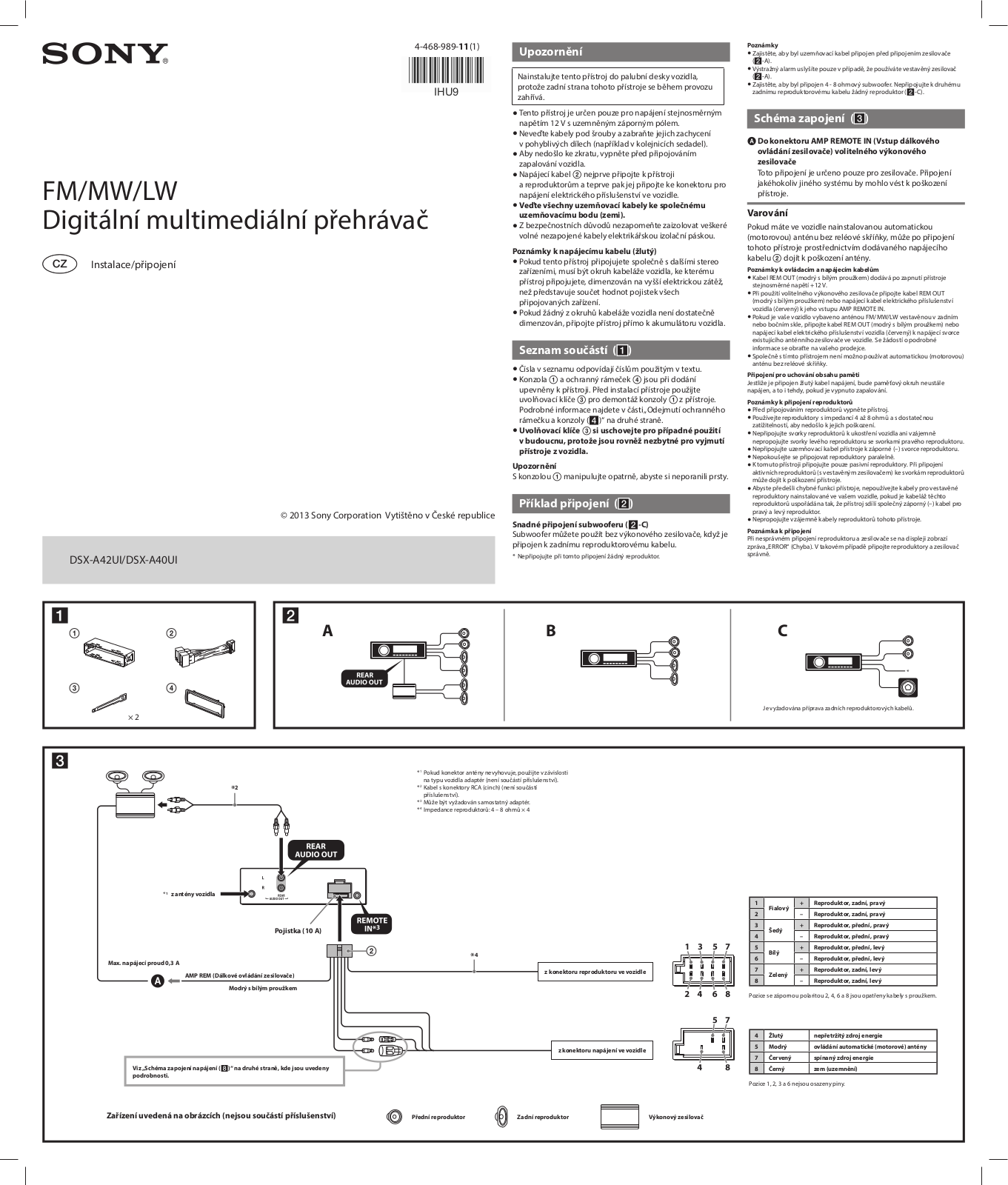 Sony DSX-A42UI, DSX-A40UI Installation guide