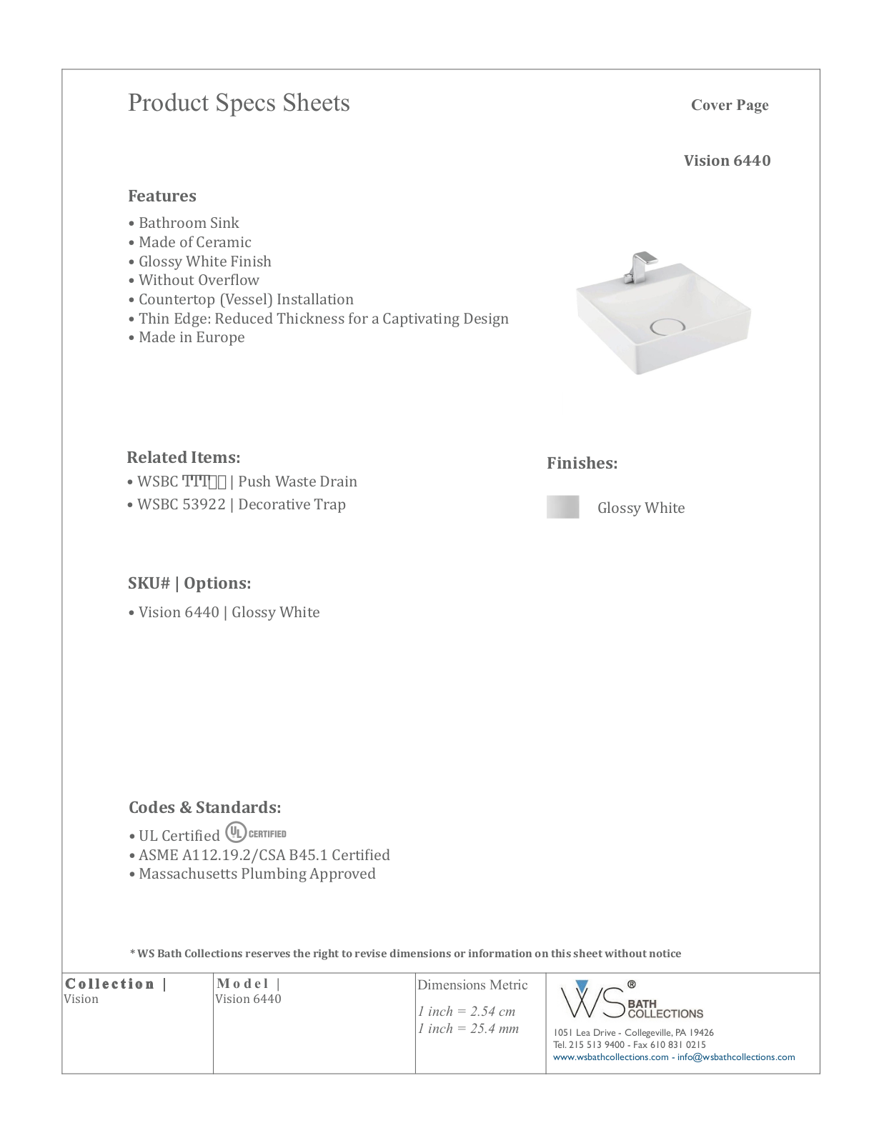 WS Bath Collections WSO3237 Specifications - ManualMachine.com