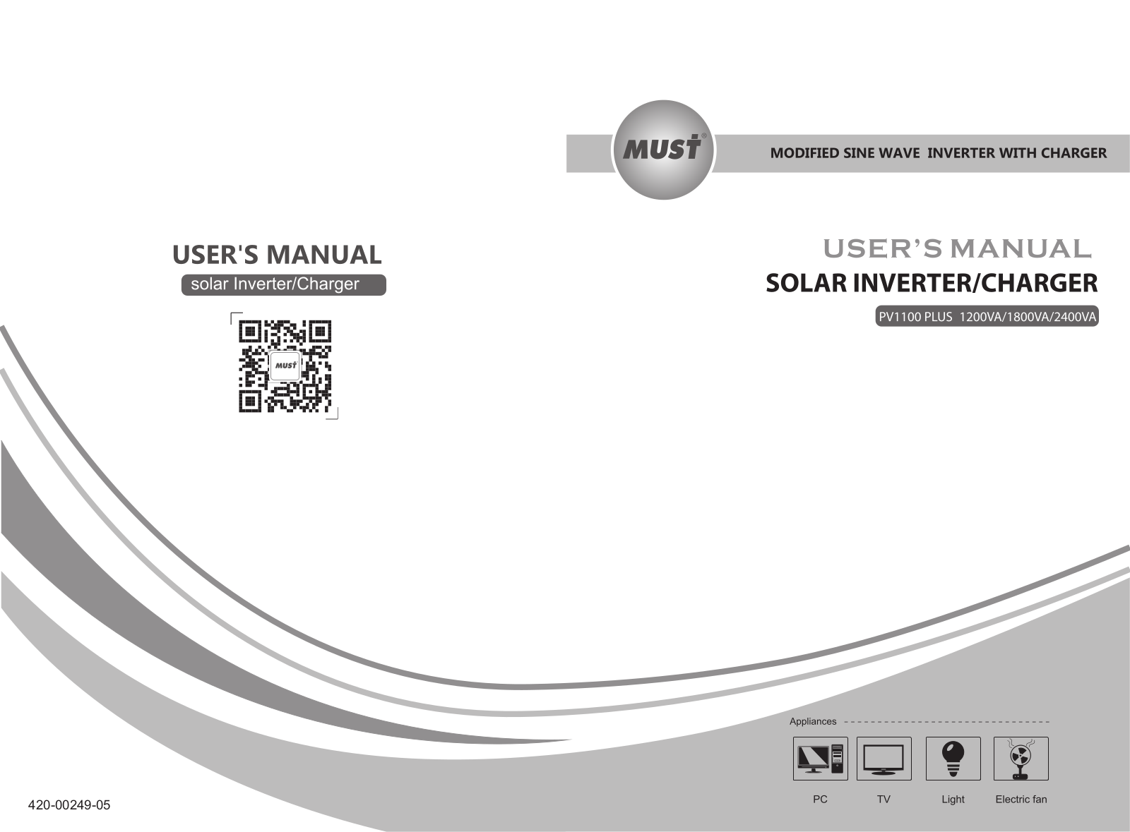 Must PV1100 PLUS 1200VA, PV1100 PLUS 1800VA, PV1100 PLUS 2400VA User Manual