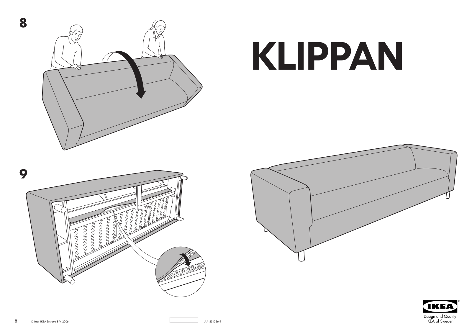 IKEA KLIPPAN 4 SEAT SOFA COVER Assembly Instruction