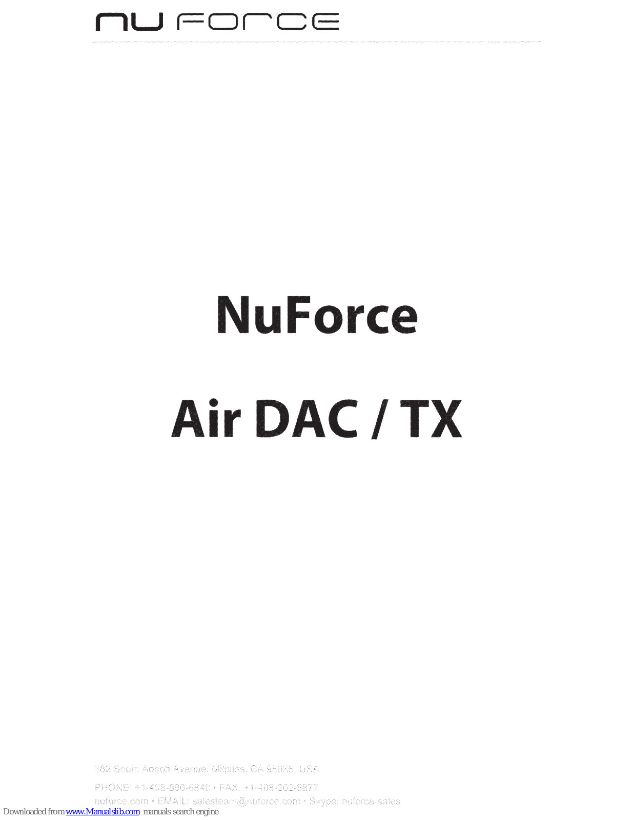 NuForce AirDAC/TX Operating instructions - ManualMachine.com