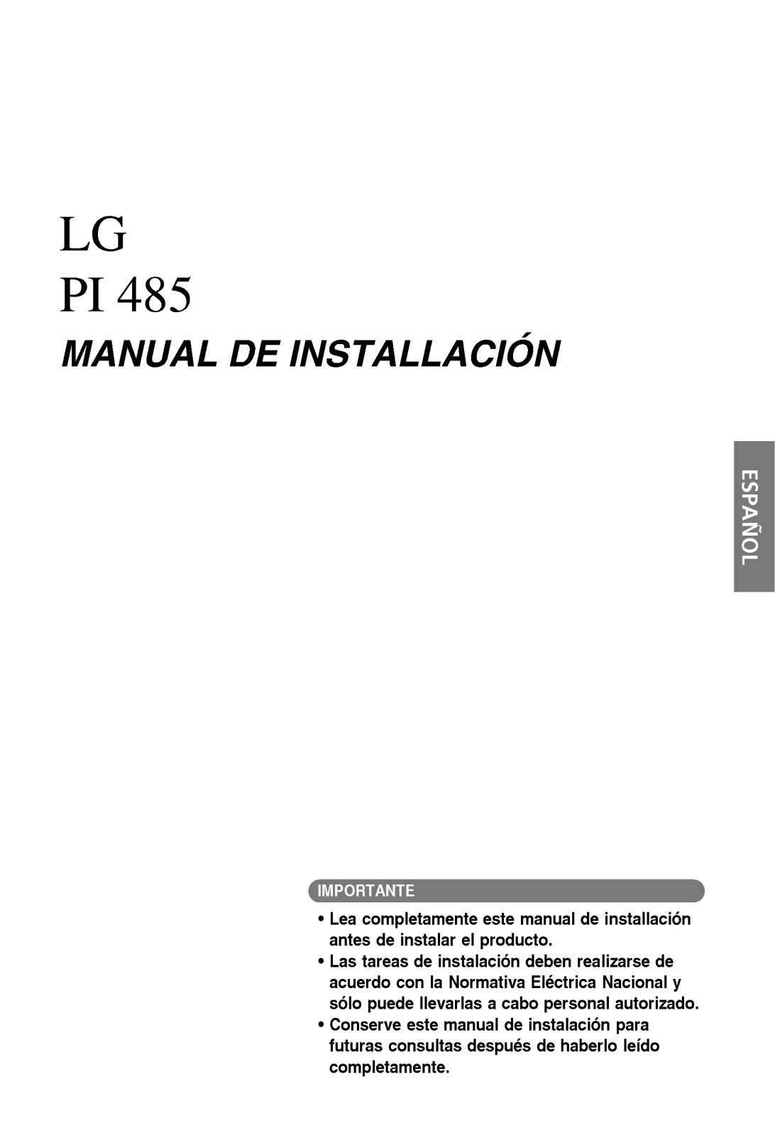 Lg PI485 Installation Manual